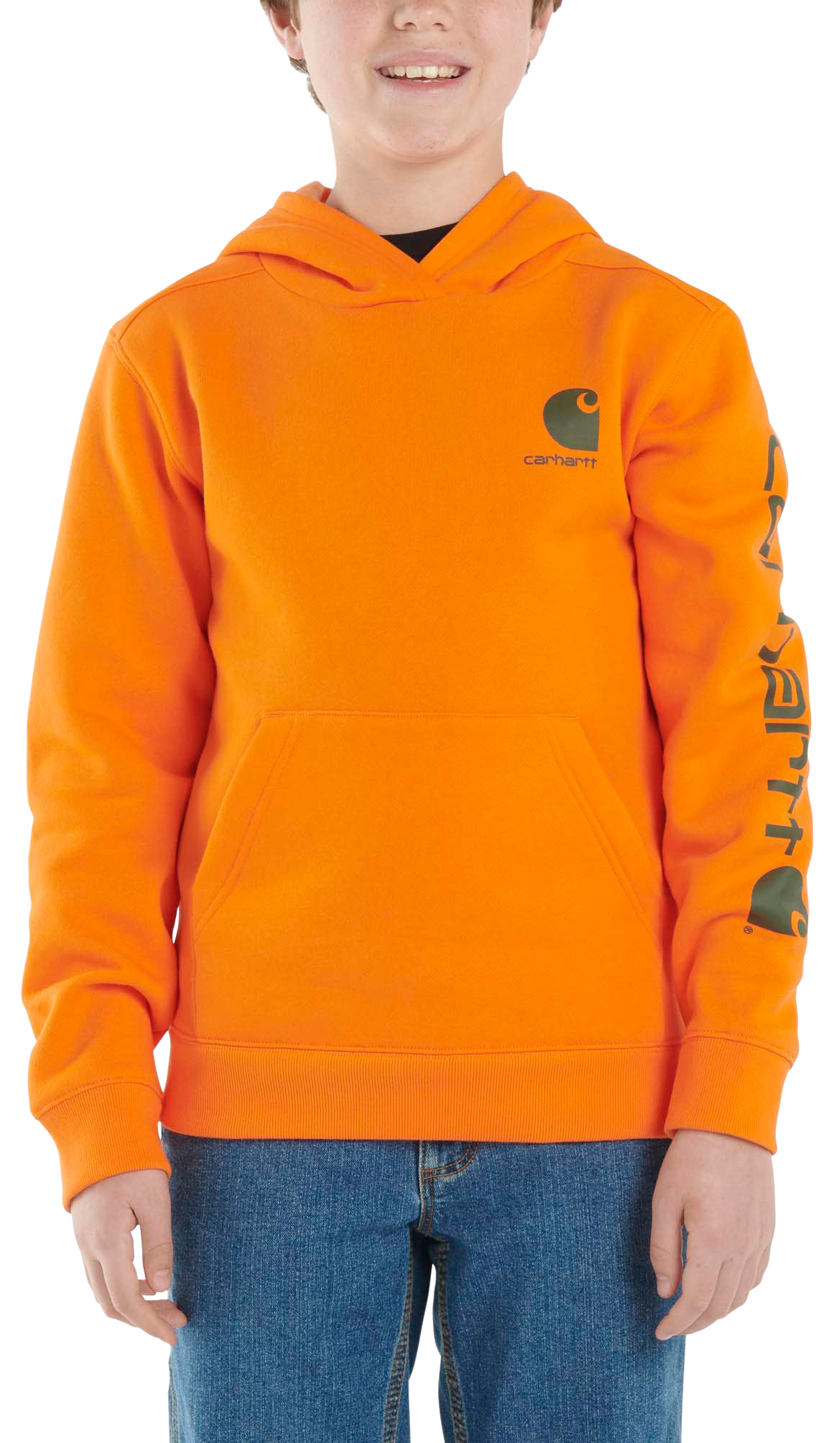 Image of Carhartt Graphic Hooded Long-Sleeve Hoodie for Boys - Exotic Orange - M