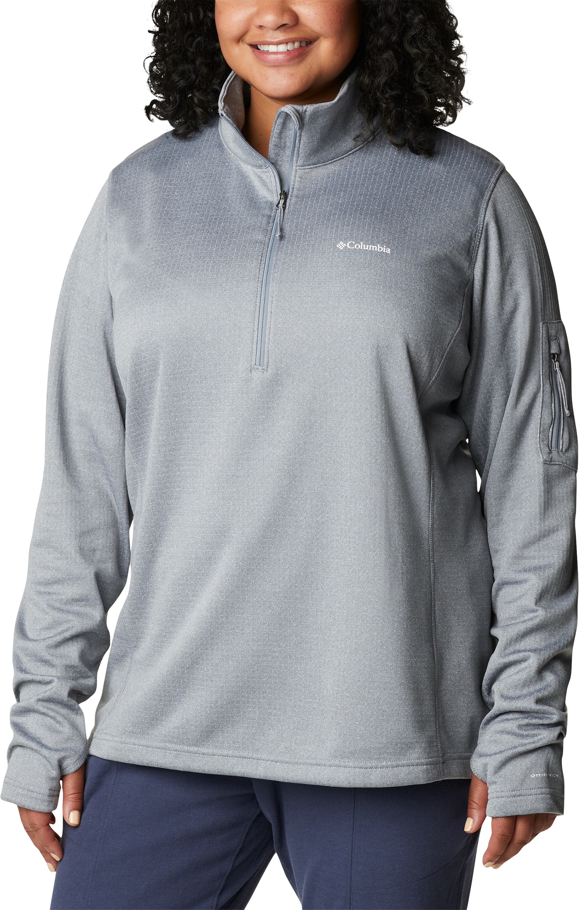 Image of Columbia Park View Grid Fleece Long-Sleeve Half-Zip for Ladies - Cirrus Grey Heather - 1X