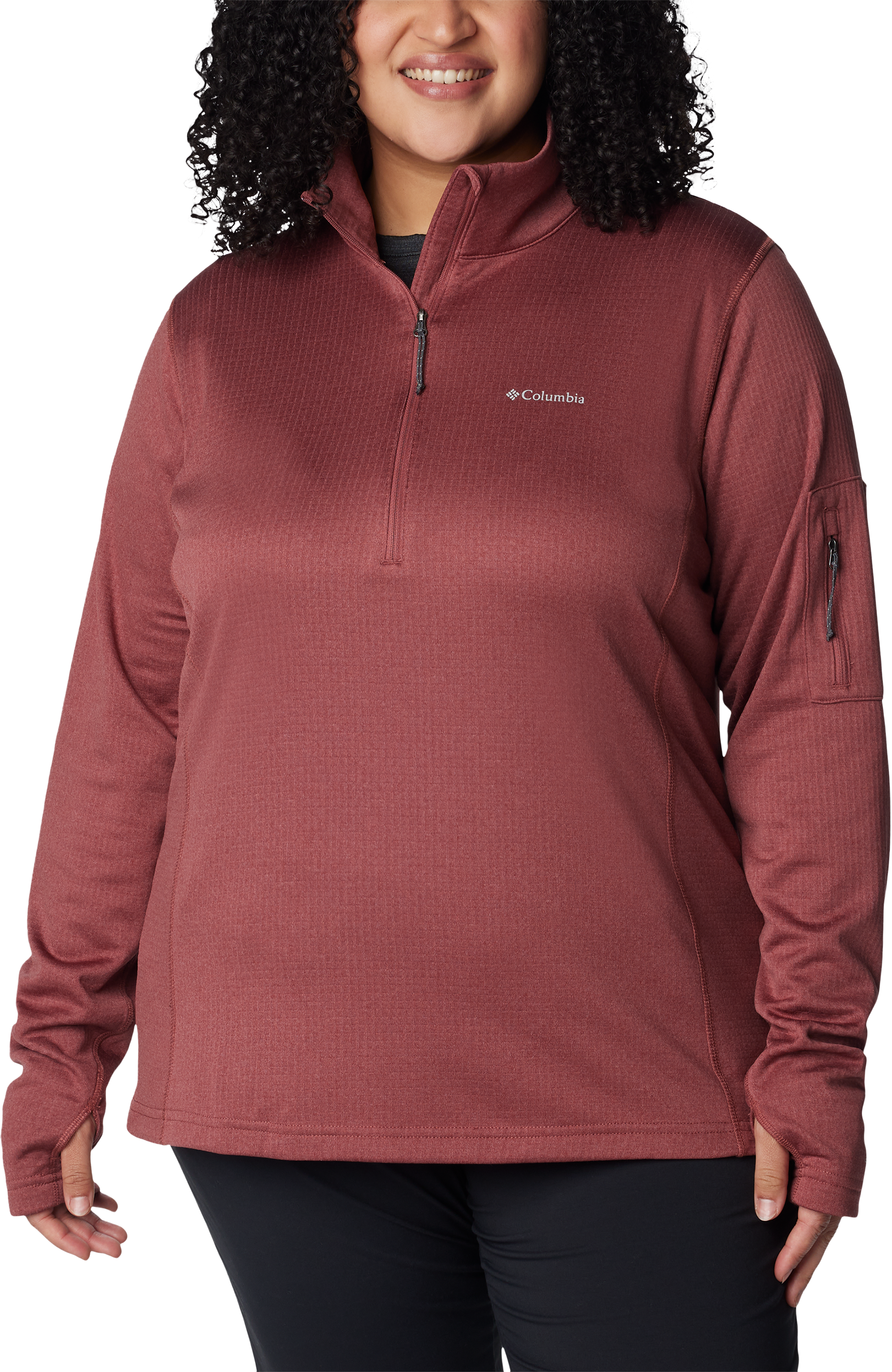 Image of Columbia Park View Grid Fleece Long-Sleeve Half-Zip for Ladies - Beetroot Heather - XS