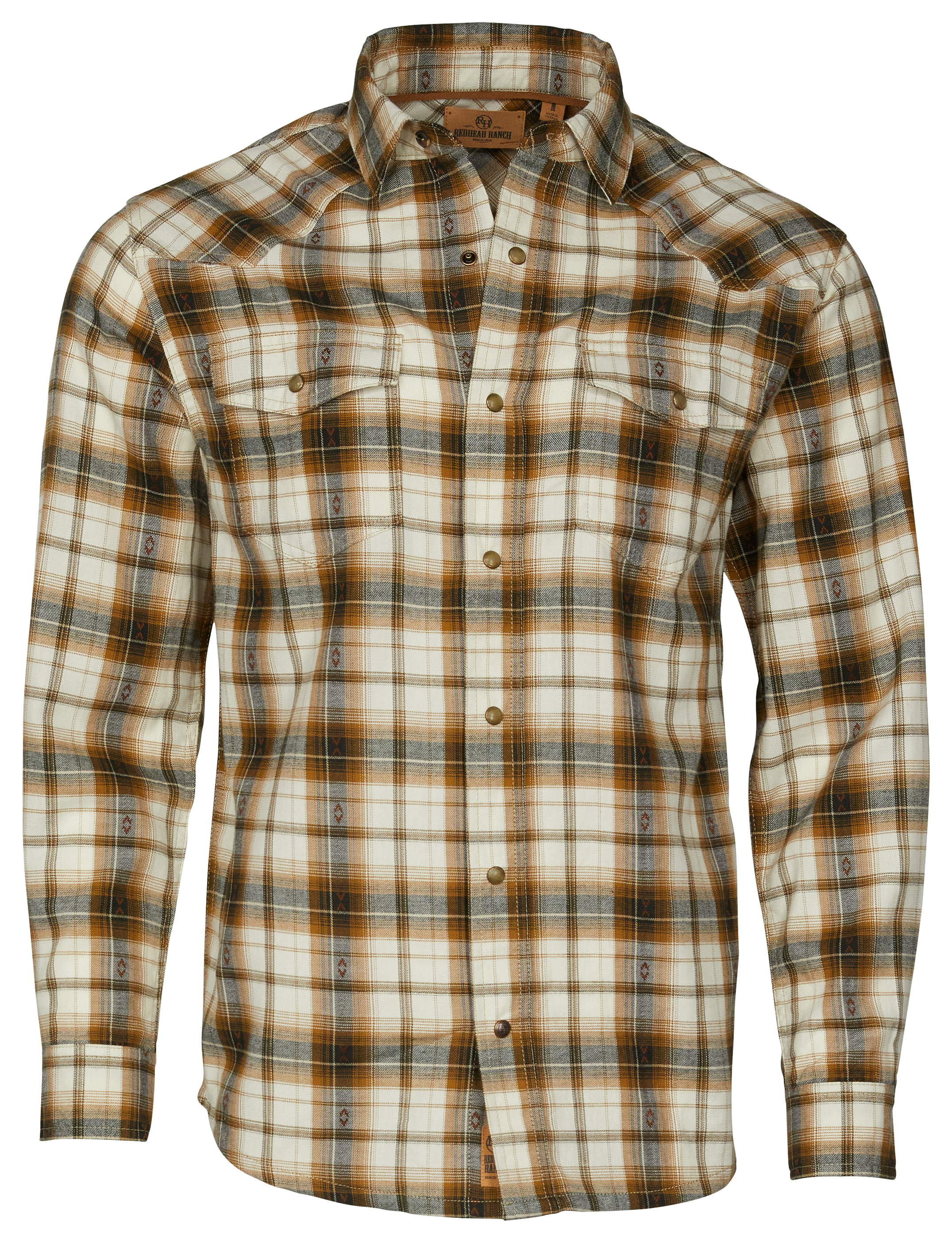 REDHEAD Ranch Legend Rock Plaid Flannel Long-Sleeve Button-Down Shirt for Men