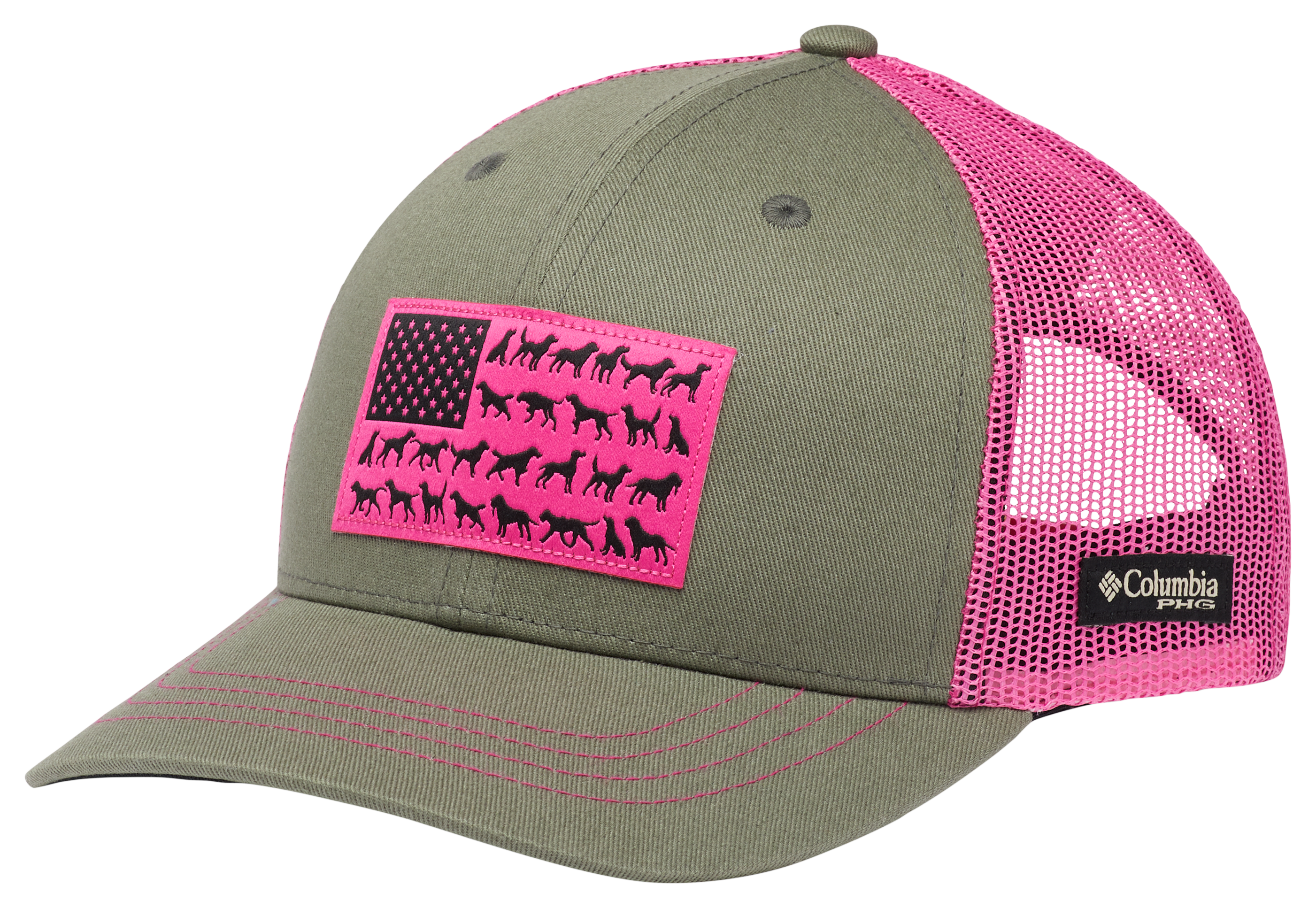 Bass Pro Shop Youth Green & Pink Fishing Ball Cap Hat Adjustable