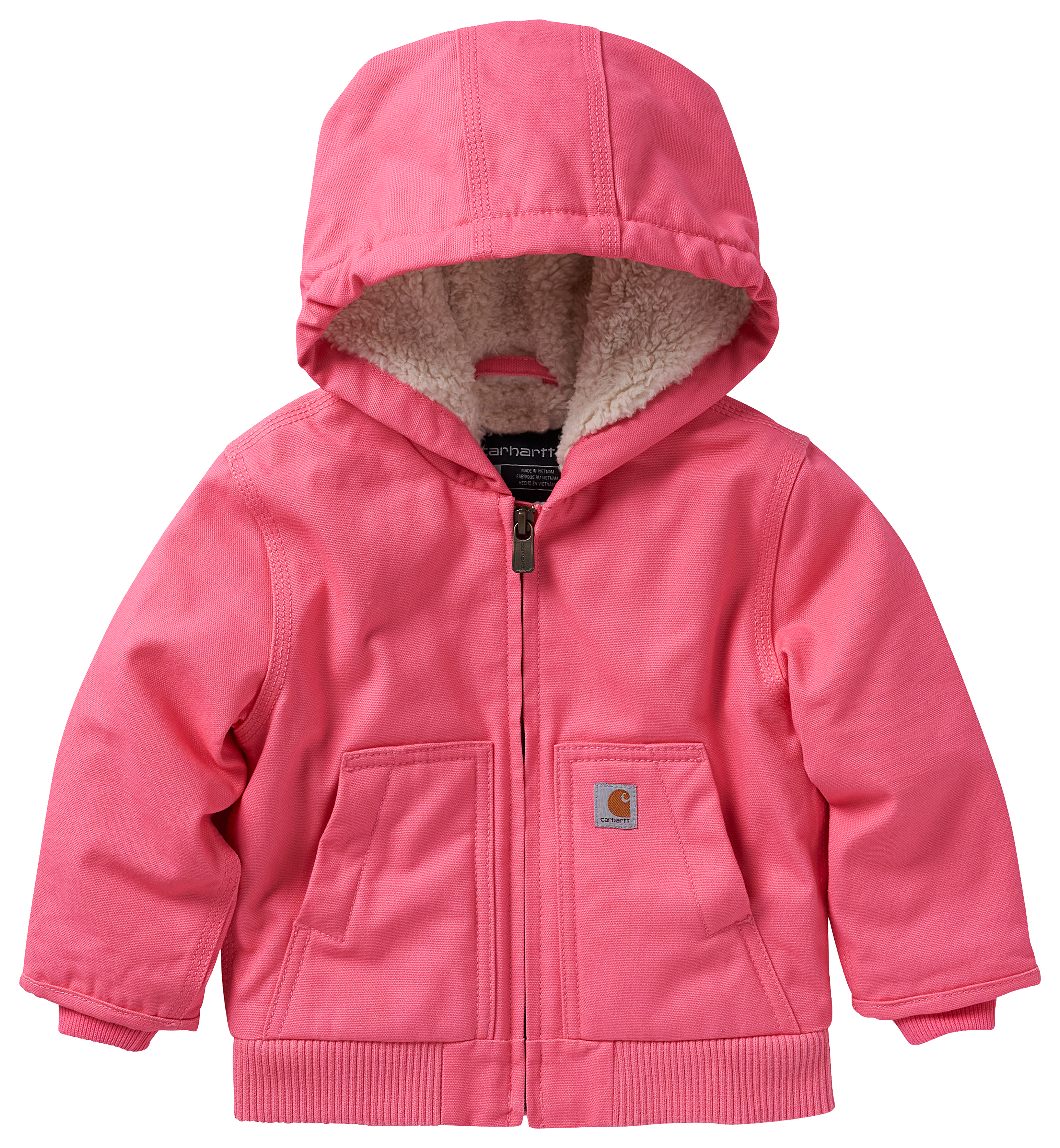 Image of Carhartt Canvas Insulated Hooded Active Jacket for Toddlers - Pink Lemonade - 2T