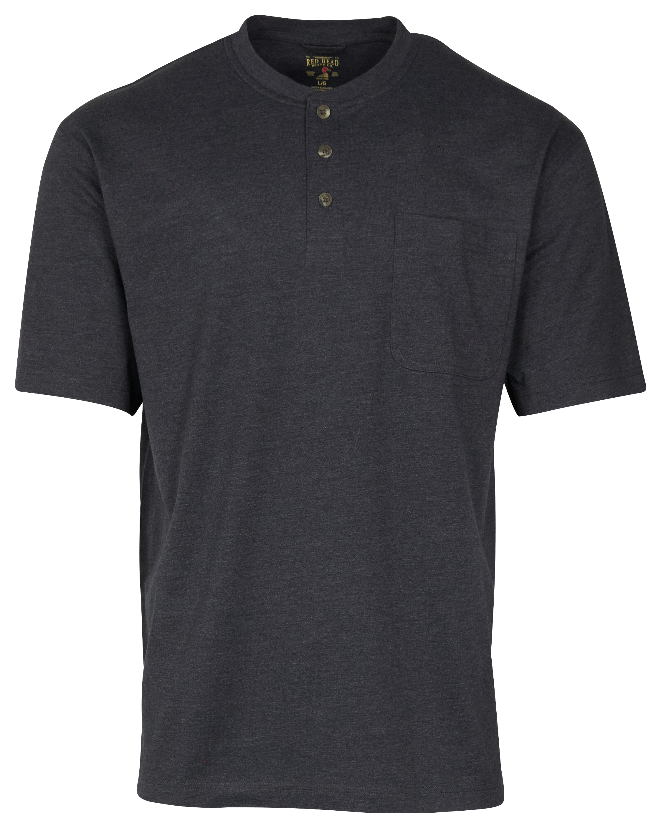 RedHead Henley Pocket Short-Sleeve Shirt for Men - Charcoal Heather - 2XL
