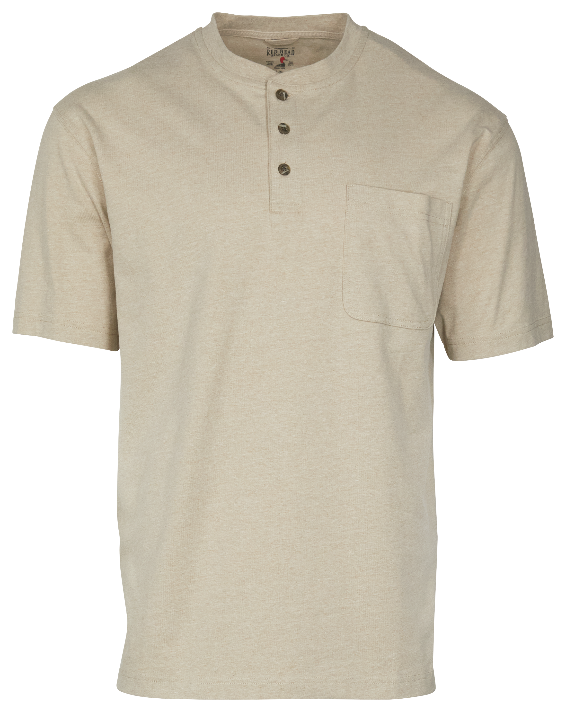 RedHead Henley Pocket Short-Sleeve Shirt for Men - Khaki Heather - M
