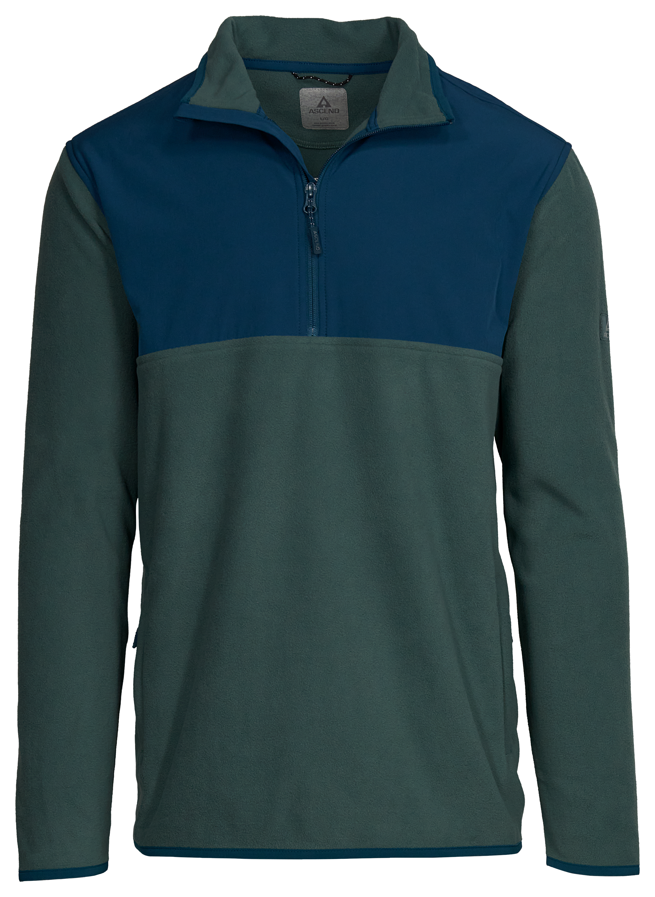 Image of Ascend Yukon Quarter-Zip Fleece Long-Sleeve Pullover for Men - Sea Pine - S