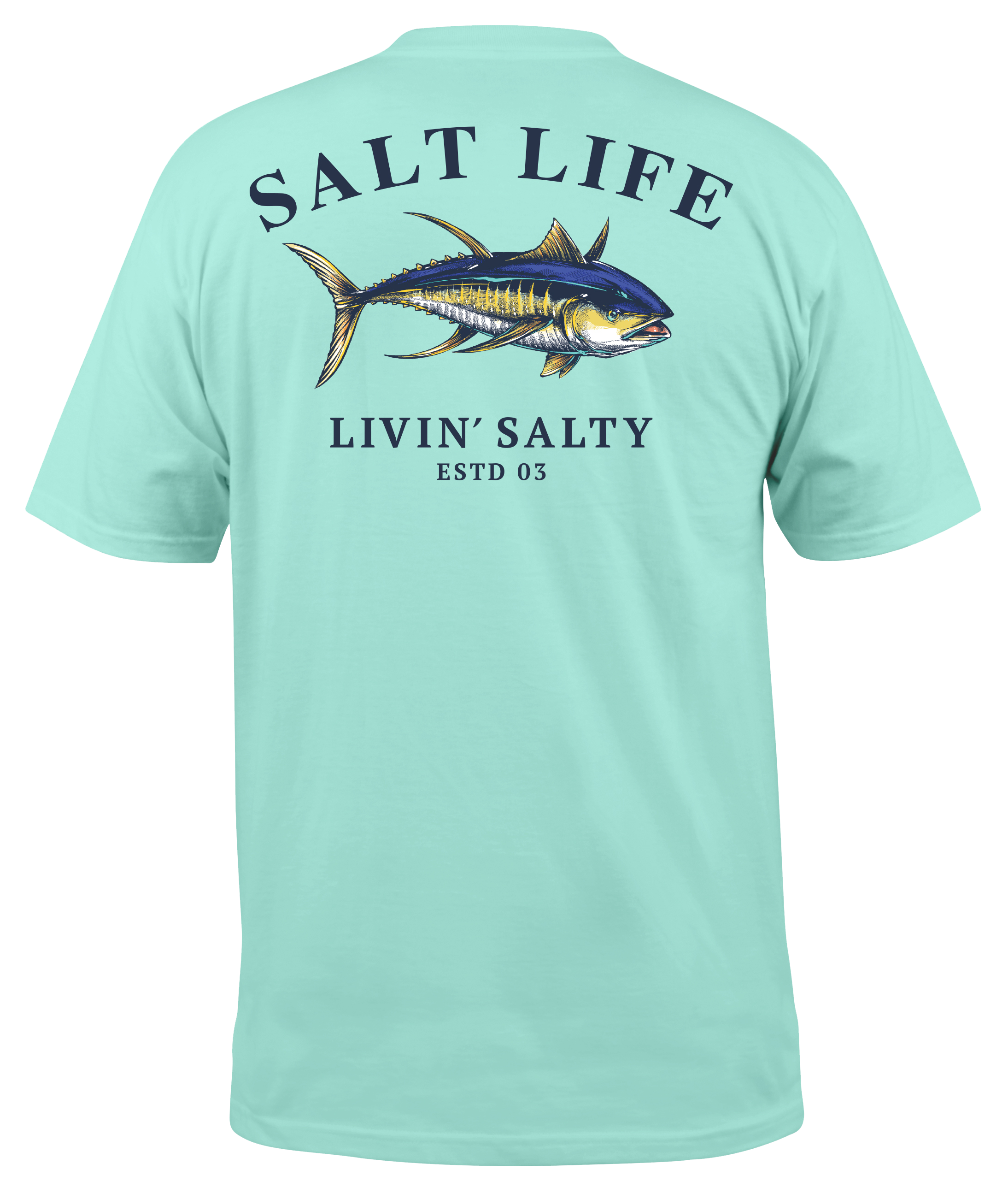 Salt Life Travelin' Tuna Short-Sleeve Pocket T-Shirt for Men - Aruba Blue - M