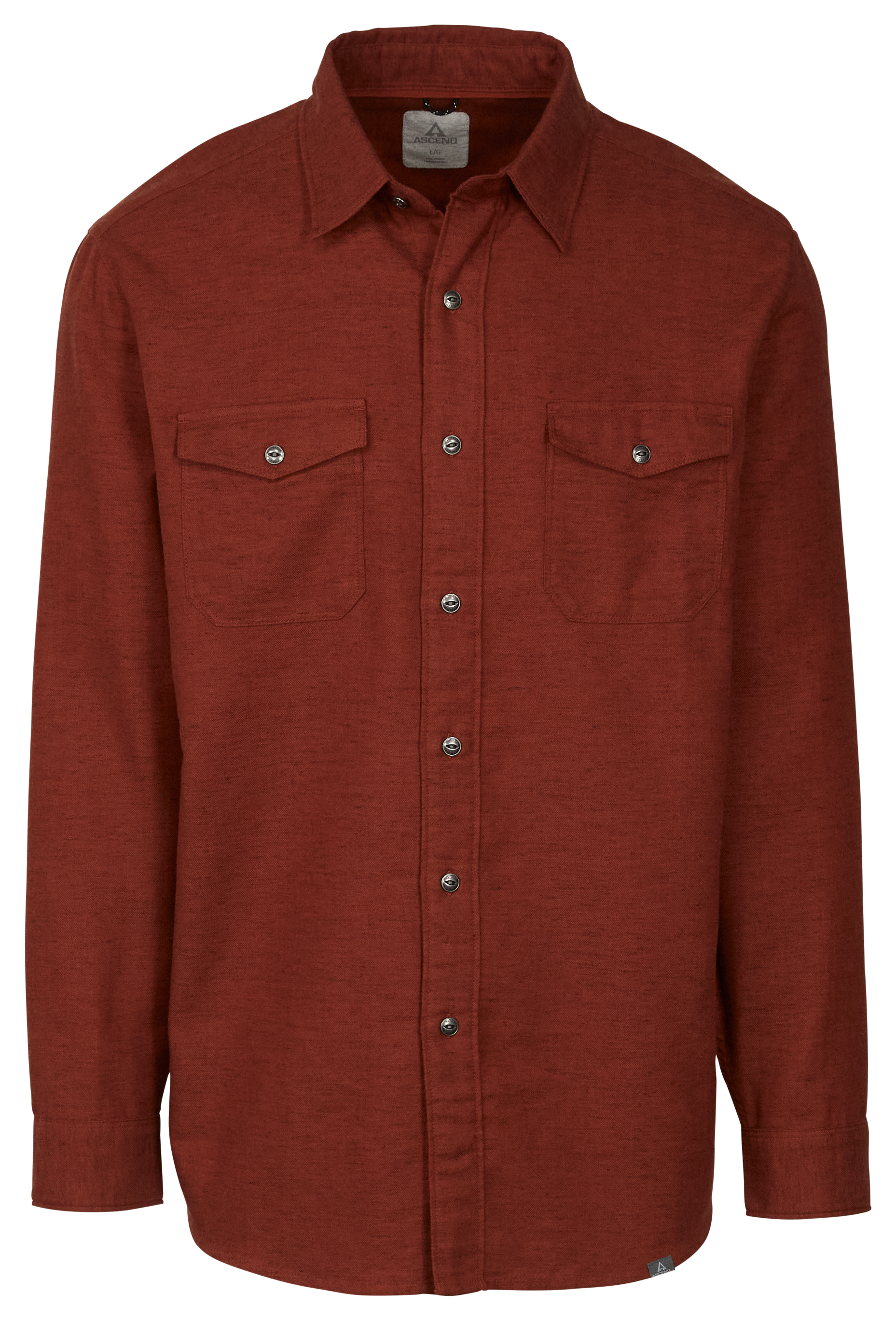 Image of Ascend Herringbone Slub Recycled Long-Sleeve Shirt for Men - Burnt Henna - S