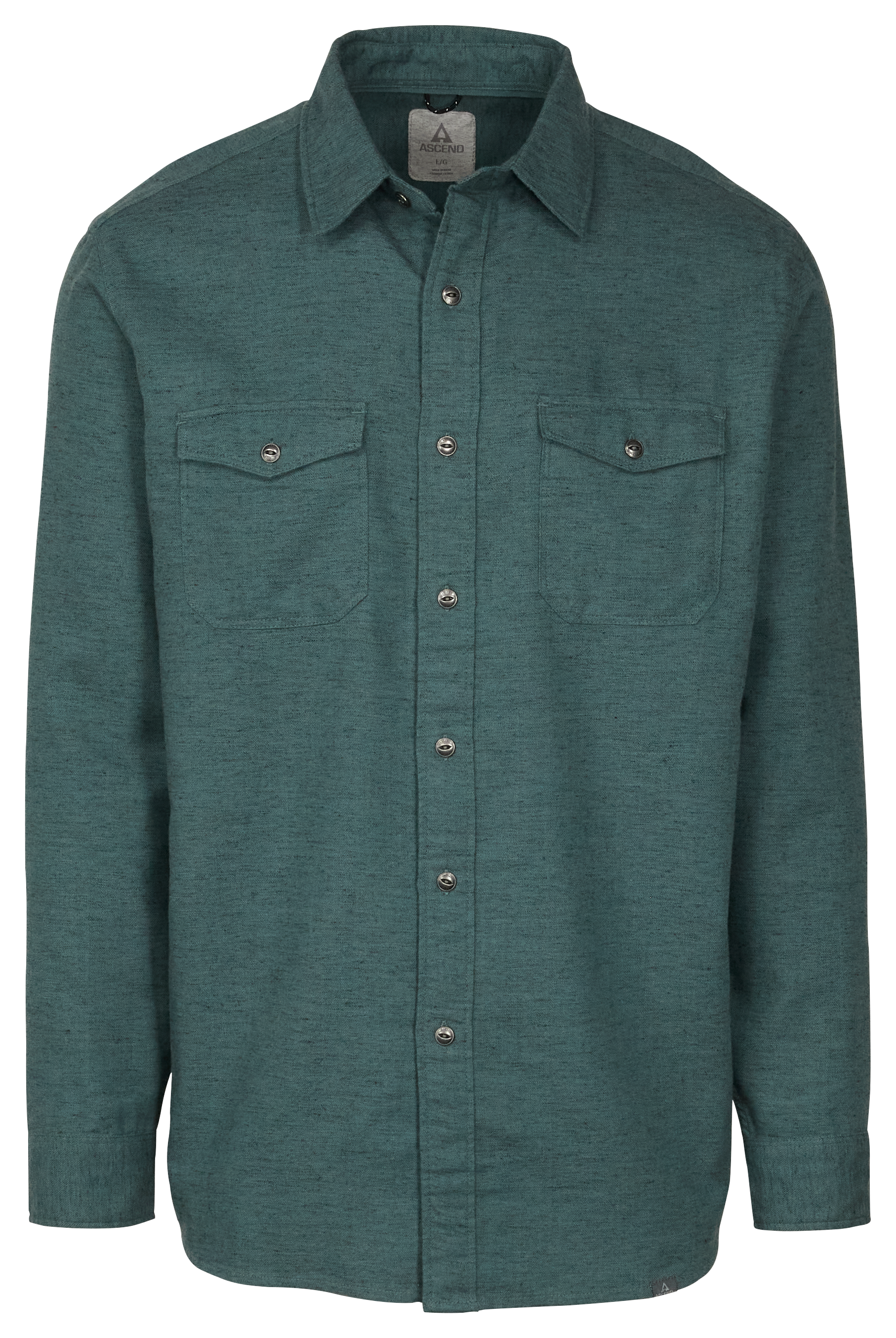 Image of Ascend Herringbone Slub Recycled Long-Sleeve Shirt for Men - Sea Pine - S