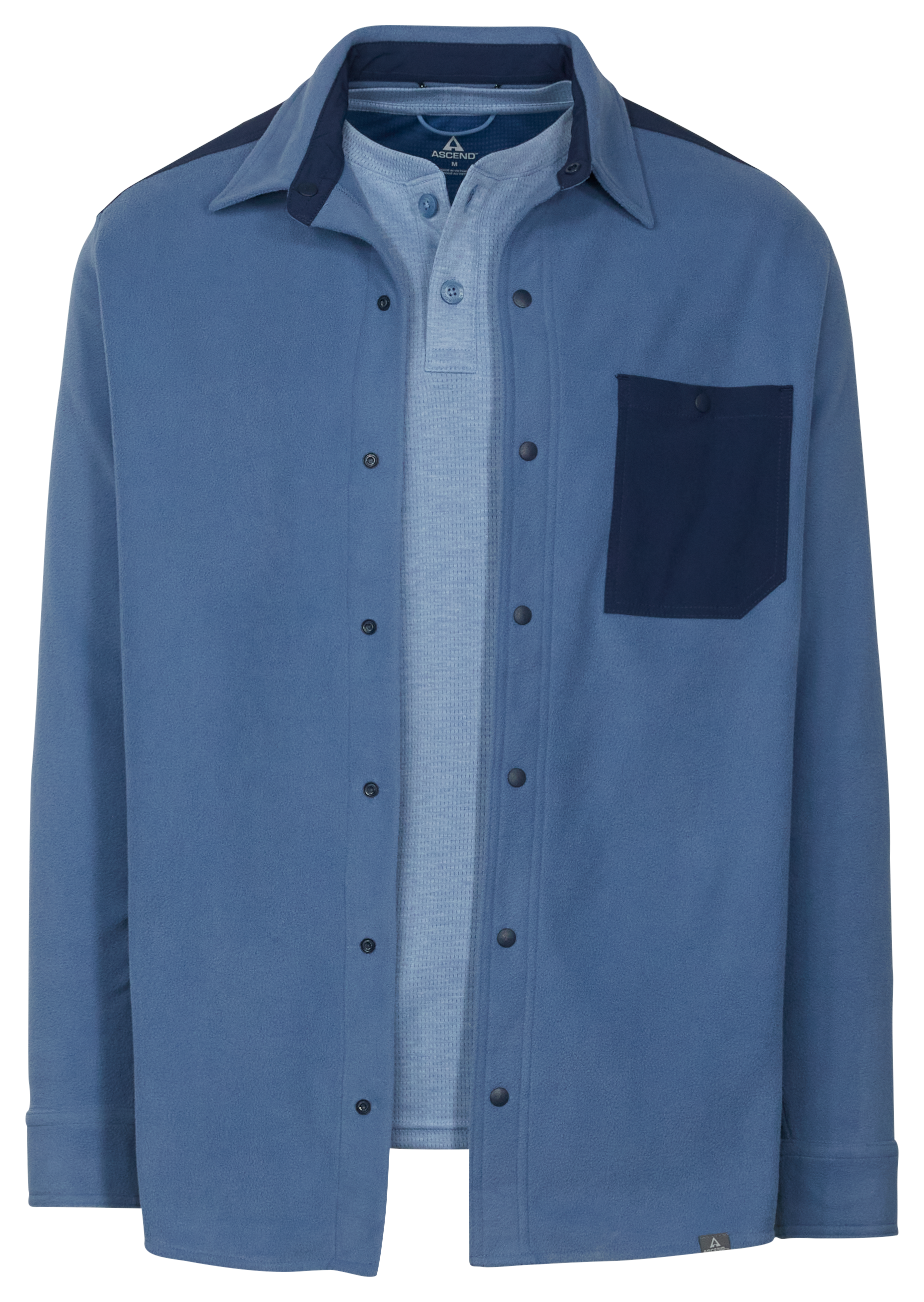 Image of Ascend Yukon Snap-Button Fleece Shacket for Men - Coronet Blue - XL