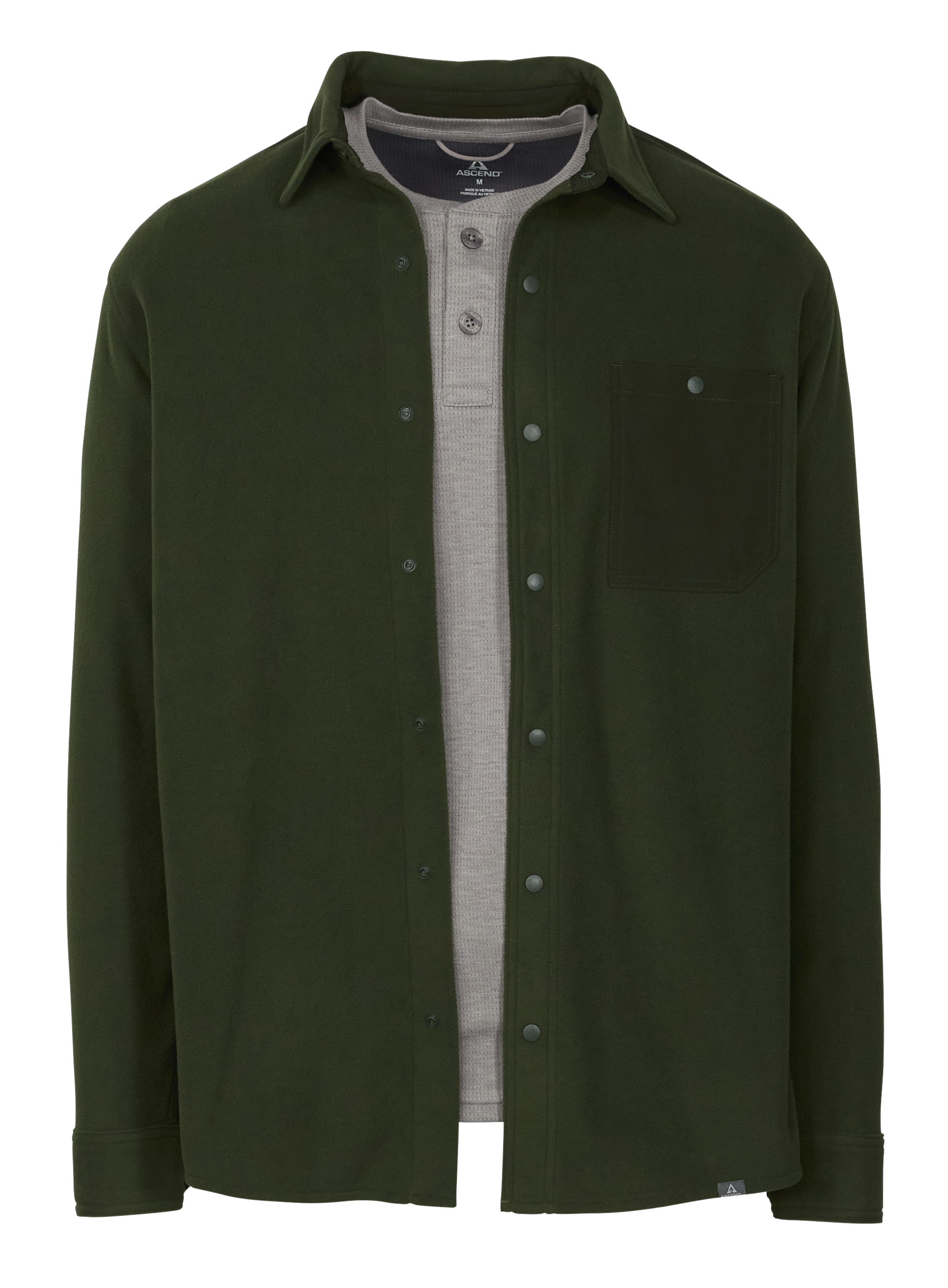 Image of Ascend Yukon Snap-Button Fleece Shacket for Men - Kombu Green - S