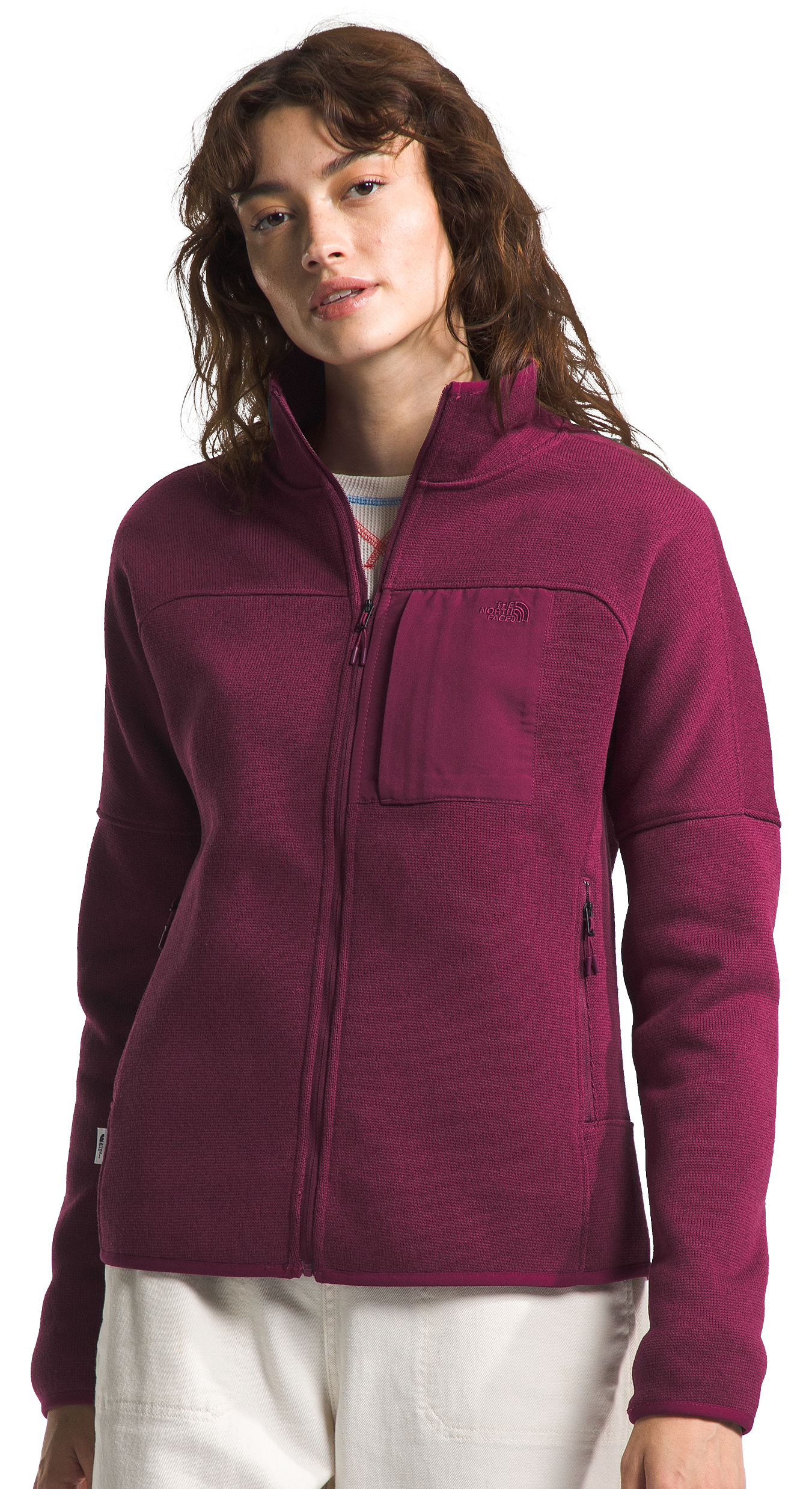 Ascend Outdoor Fitted Full Zip Women's Textured Fleece Jacket Pockets Large