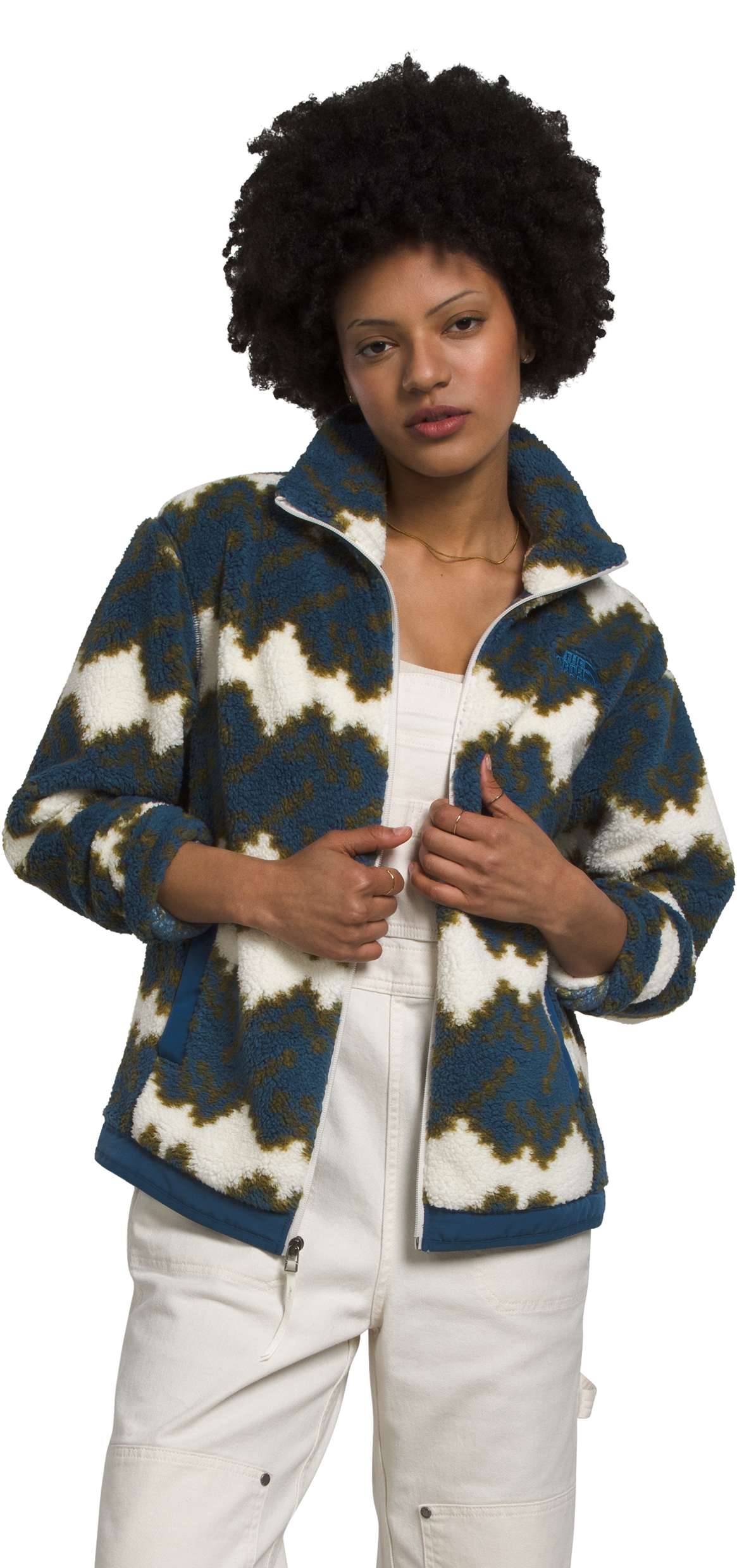 The North Face Campshire Fleece Jacket for Ladies - Shady Blue Mountain Geo Print - S