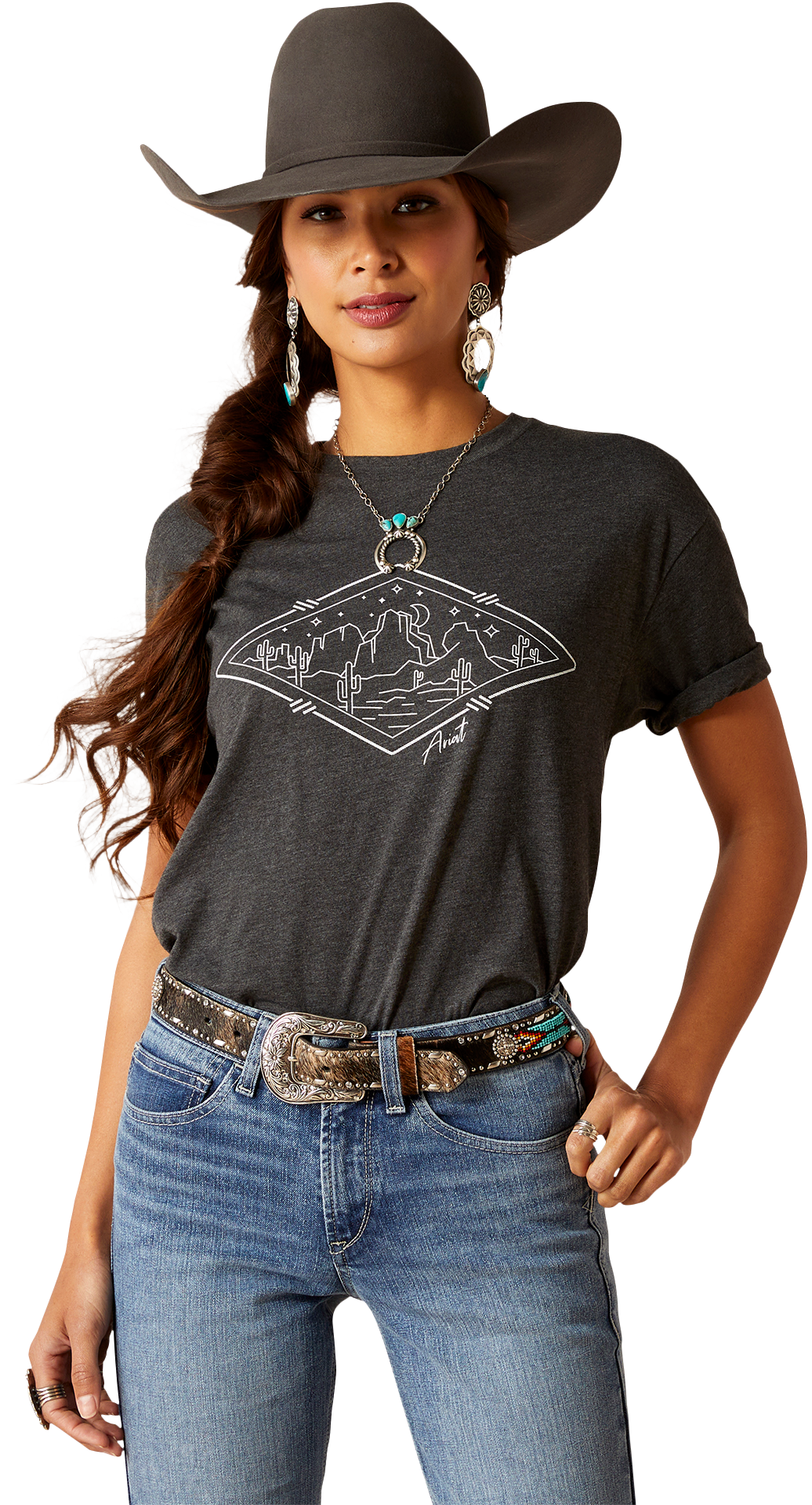 Ariat Desert Diamond Short-Sleeve T-Shirt for Ladies - Charcoal Heather - L