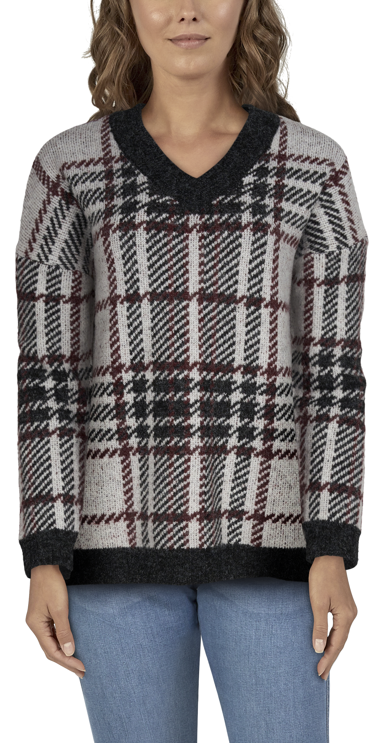 NATURAL REFLECTIONS Woodsman V-Neck Long-Sleeve Sweater for Ladies