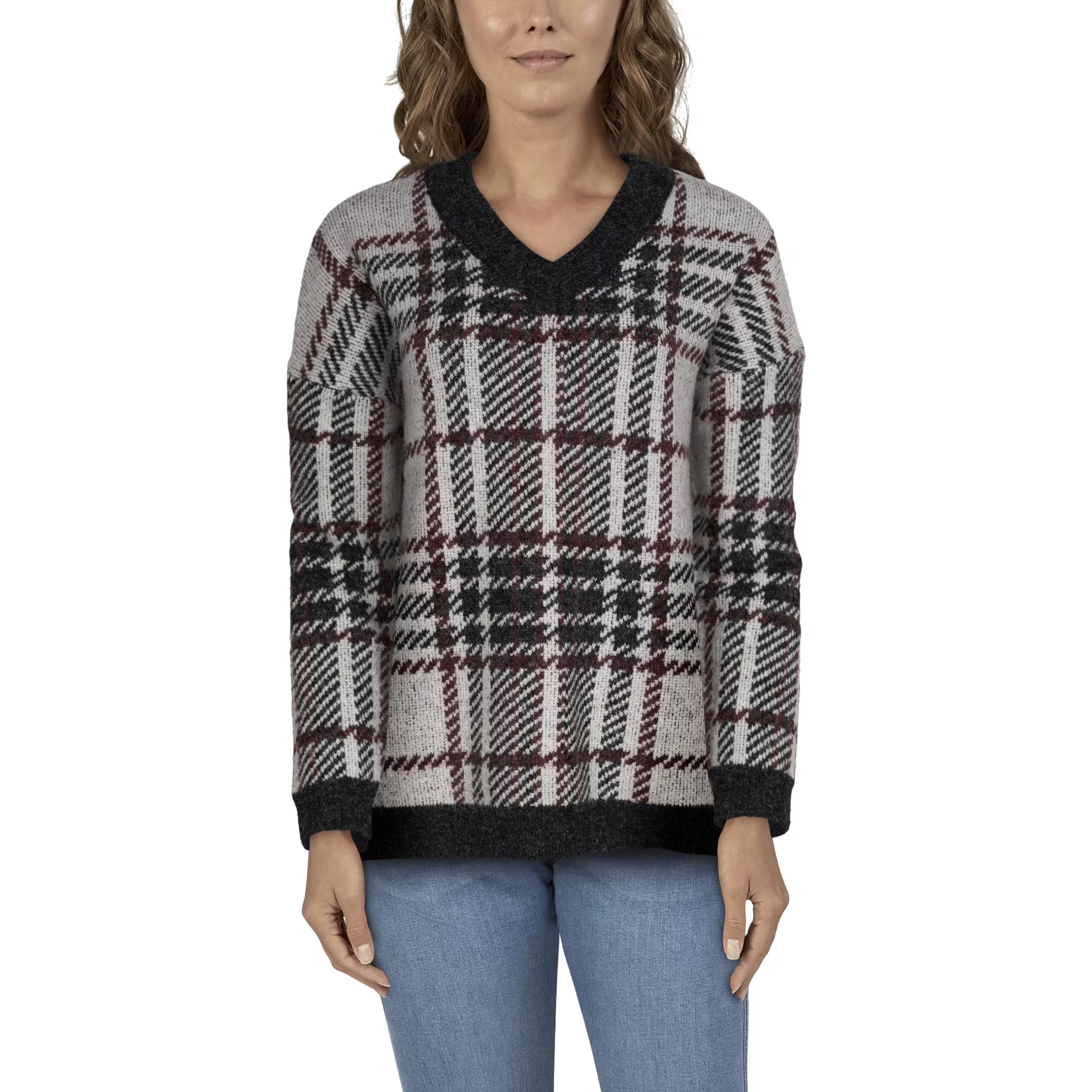 Natural Reflections Woodsman V-Neck Long-Sleeve Sweater for Ladies