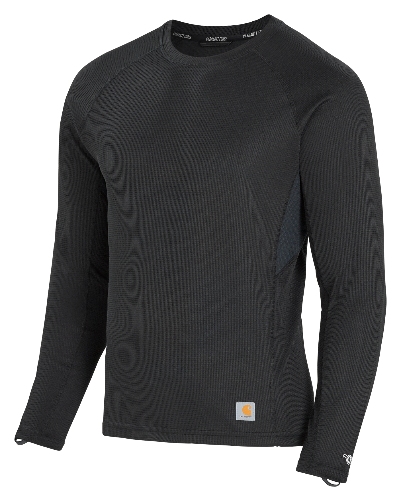 Image of Carhartt Force Midweight Micro-Grid Long-Sleeve Base-Layer Top for Men - Black - L