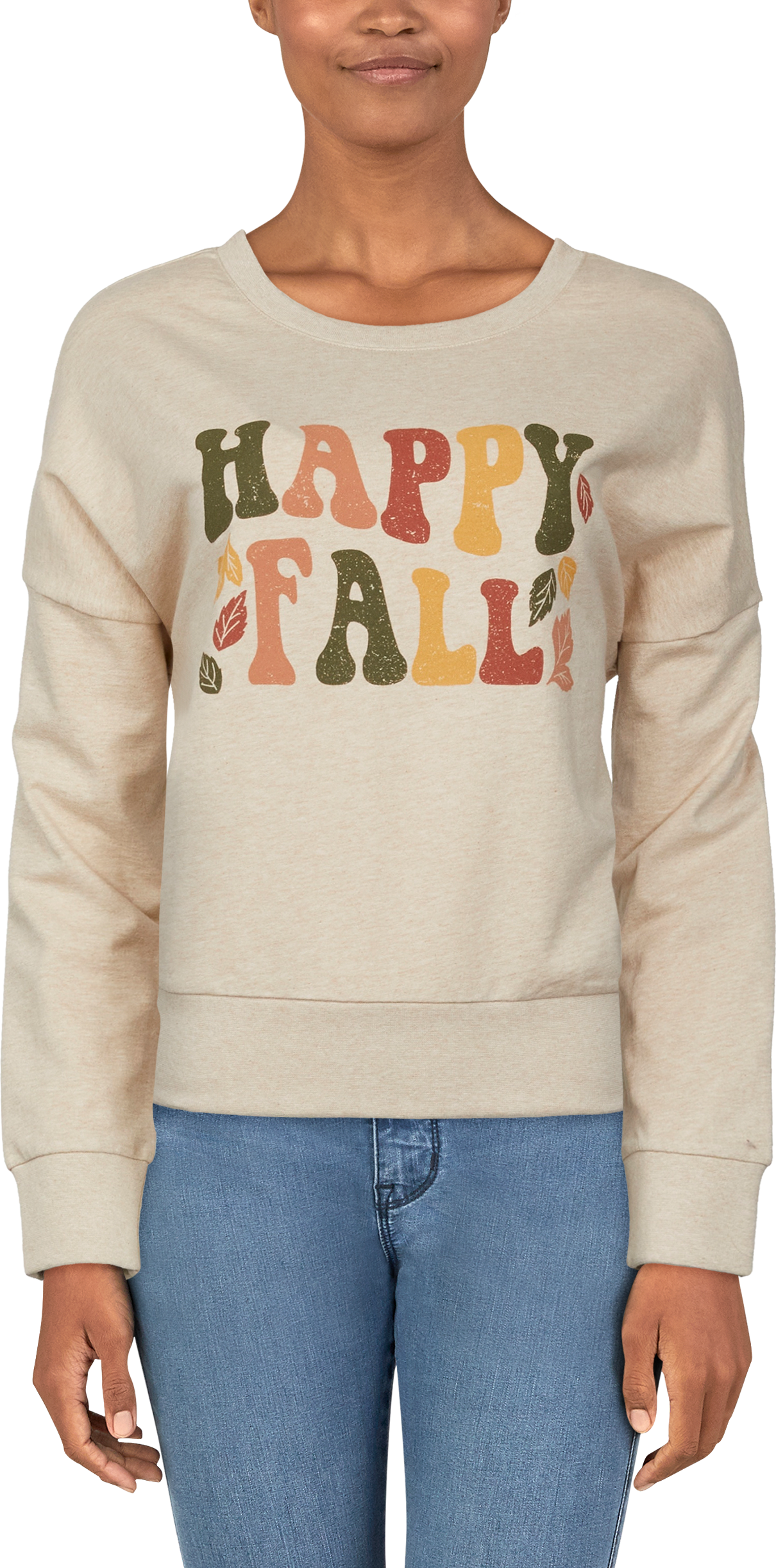 NATURAL REFLECTIONS Happy Fall Long-Sleeve Sweatshirt for Ladies