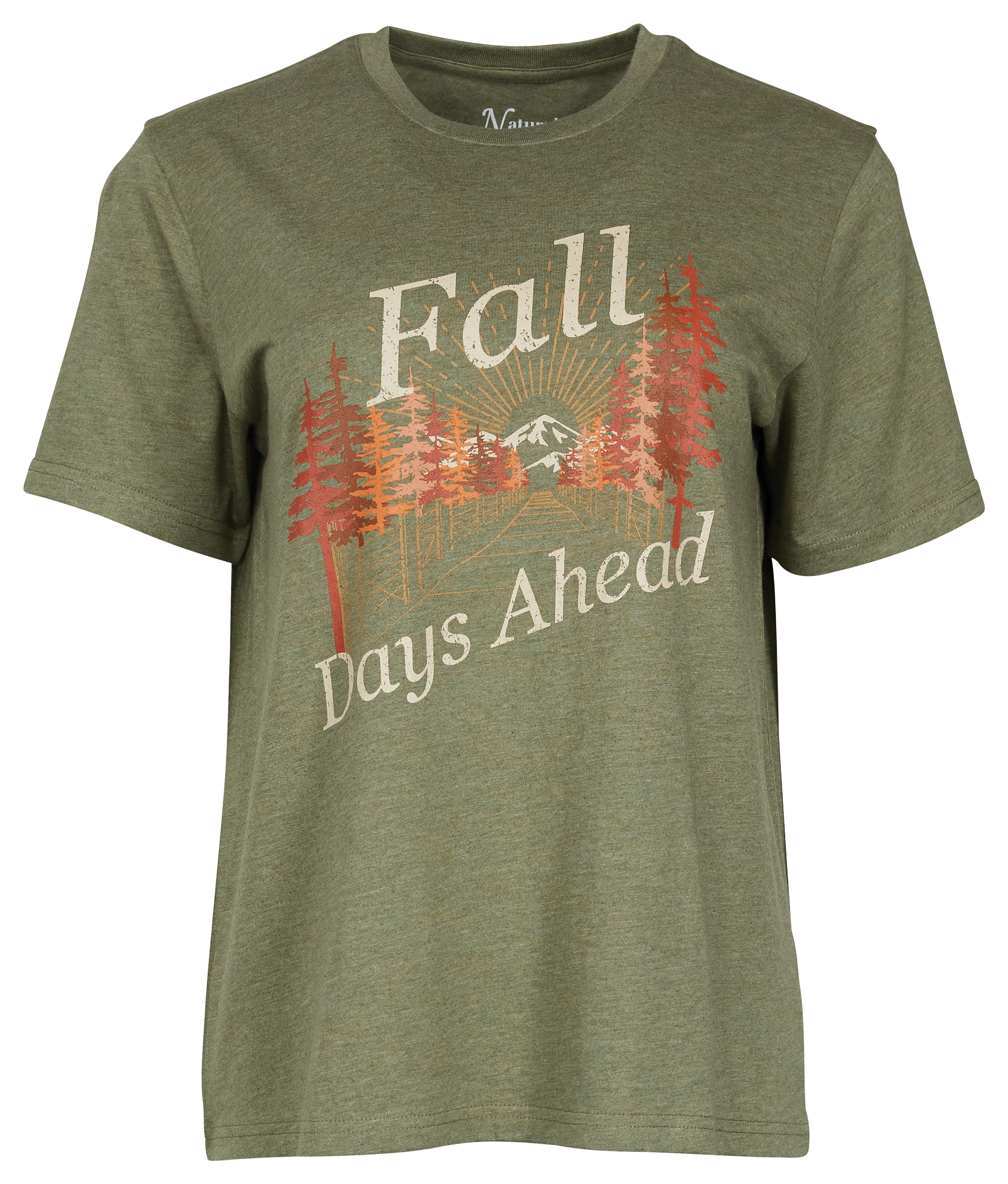 Image of Natural Reflections Fall Days Ahead Short-Sleeve Tee - Olive Night - 1X