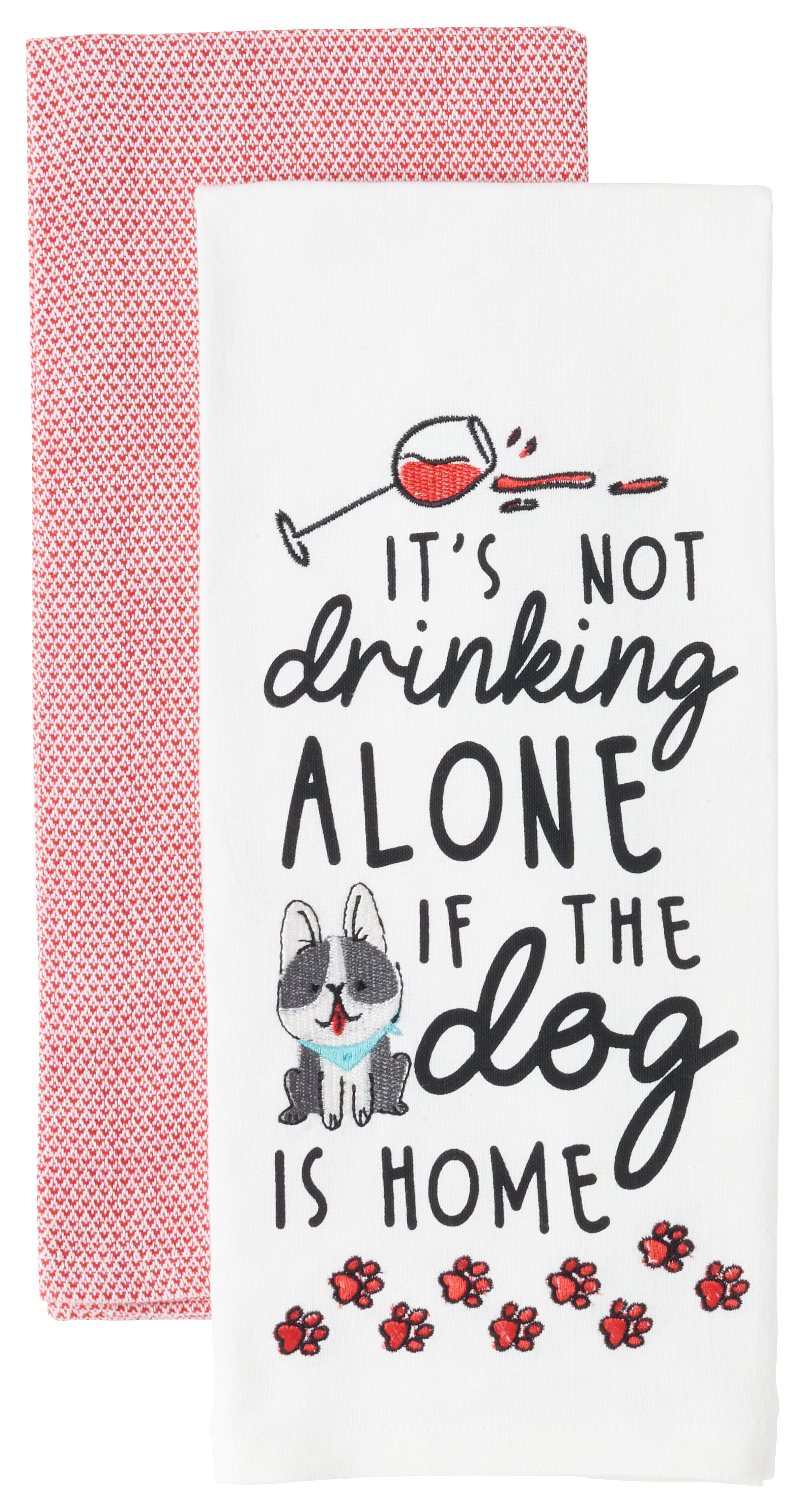 Image of White River Home It's Not Drinking Alone if the Dog is Home Dish Towel 2-Piece Set