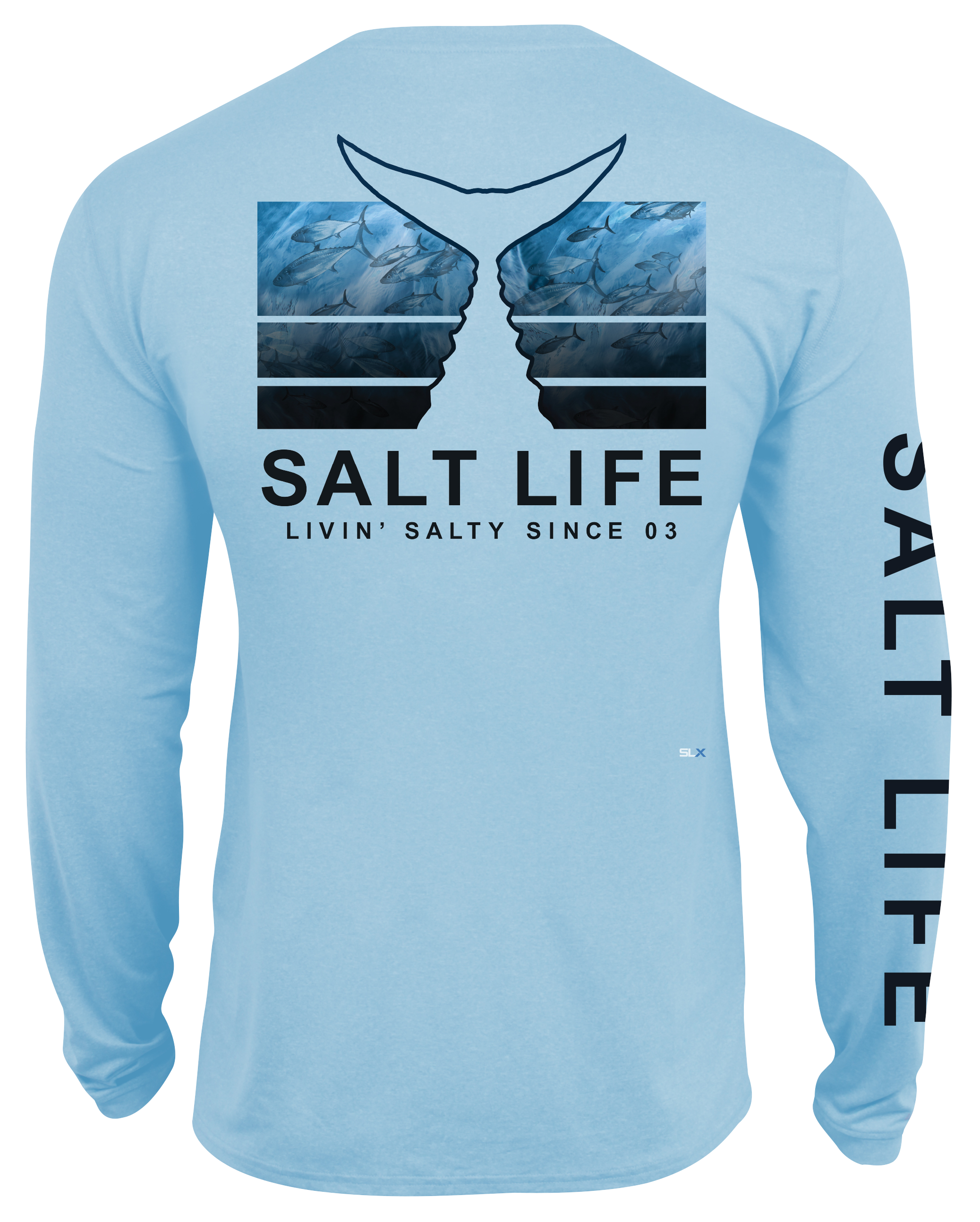 Salt Life Tuna Storm Performance Long-Sleeve Pocket T-Shirt for Men - Sky Blue Heather - L