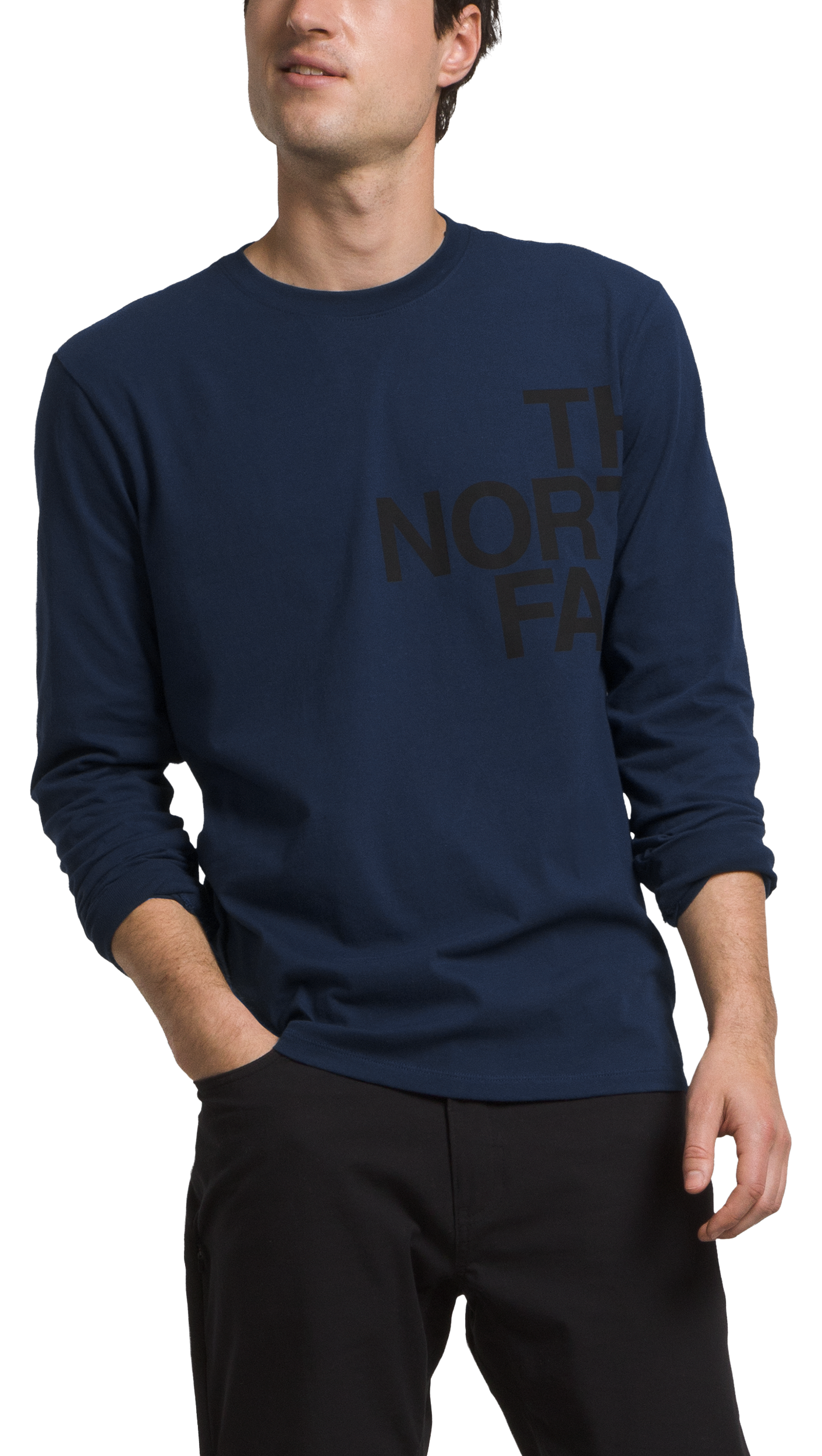 The North Face Brand Proud Long-Sleeve T-Shirt for Men - Summit Navy/TNF Black - S