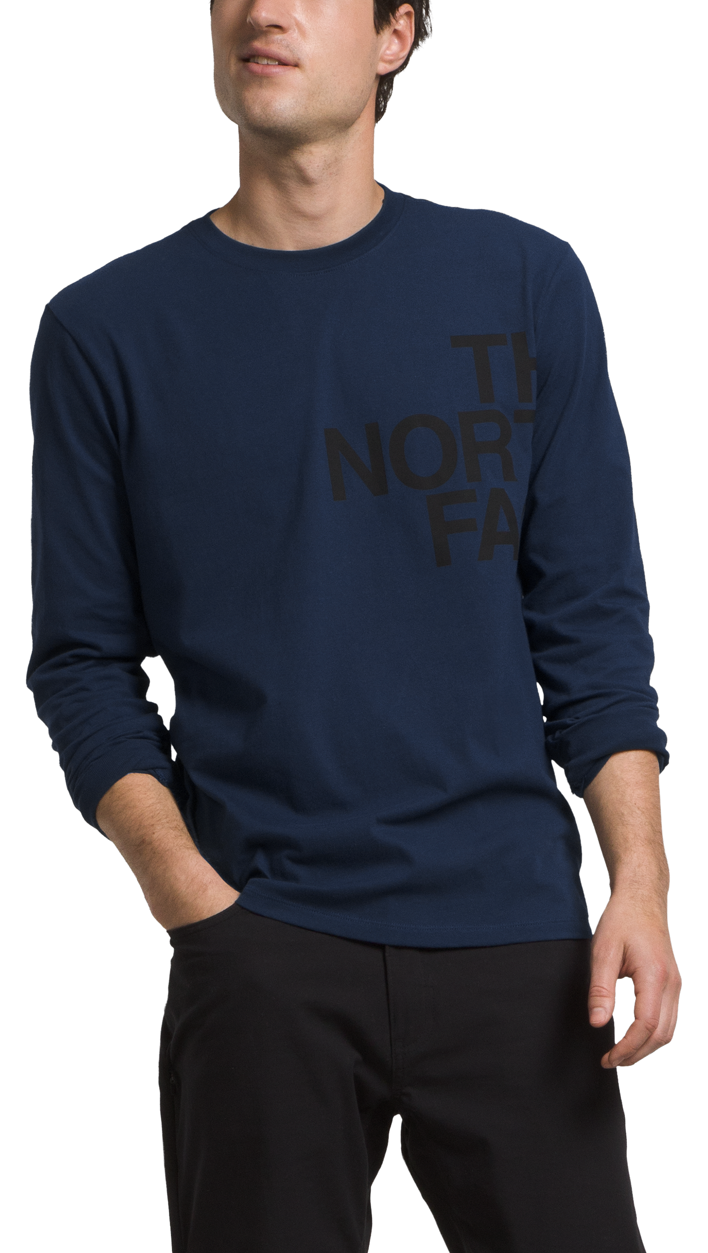 Image of The North Face Brand Proud Long-Sleeve T-Shirt for Men - Summit Navy/TNF Black - S