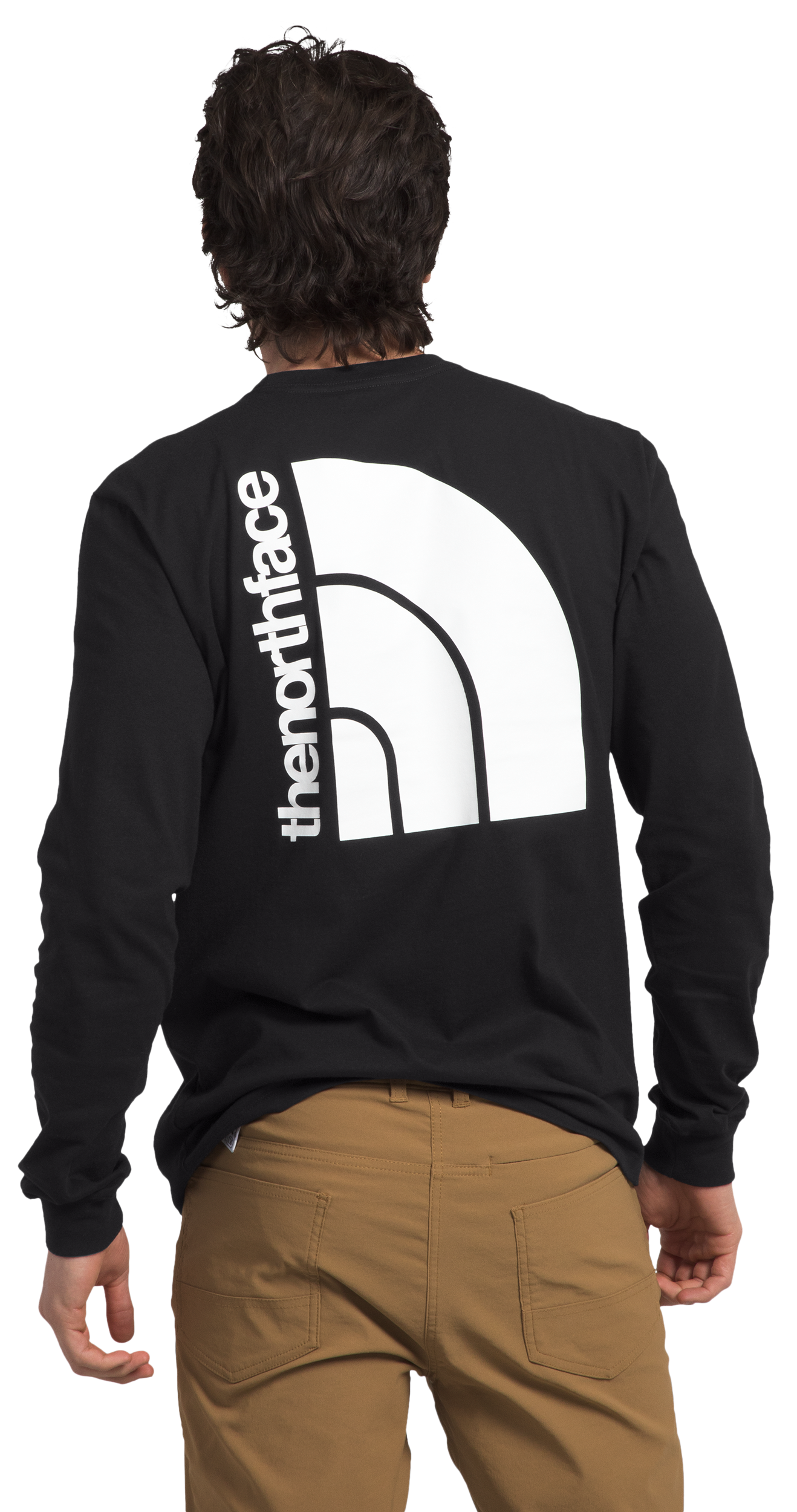 Image of The North Face Jumbo Half Dome Long-Sleeve T-Shirt for Men - TNF Black/TNF White - M