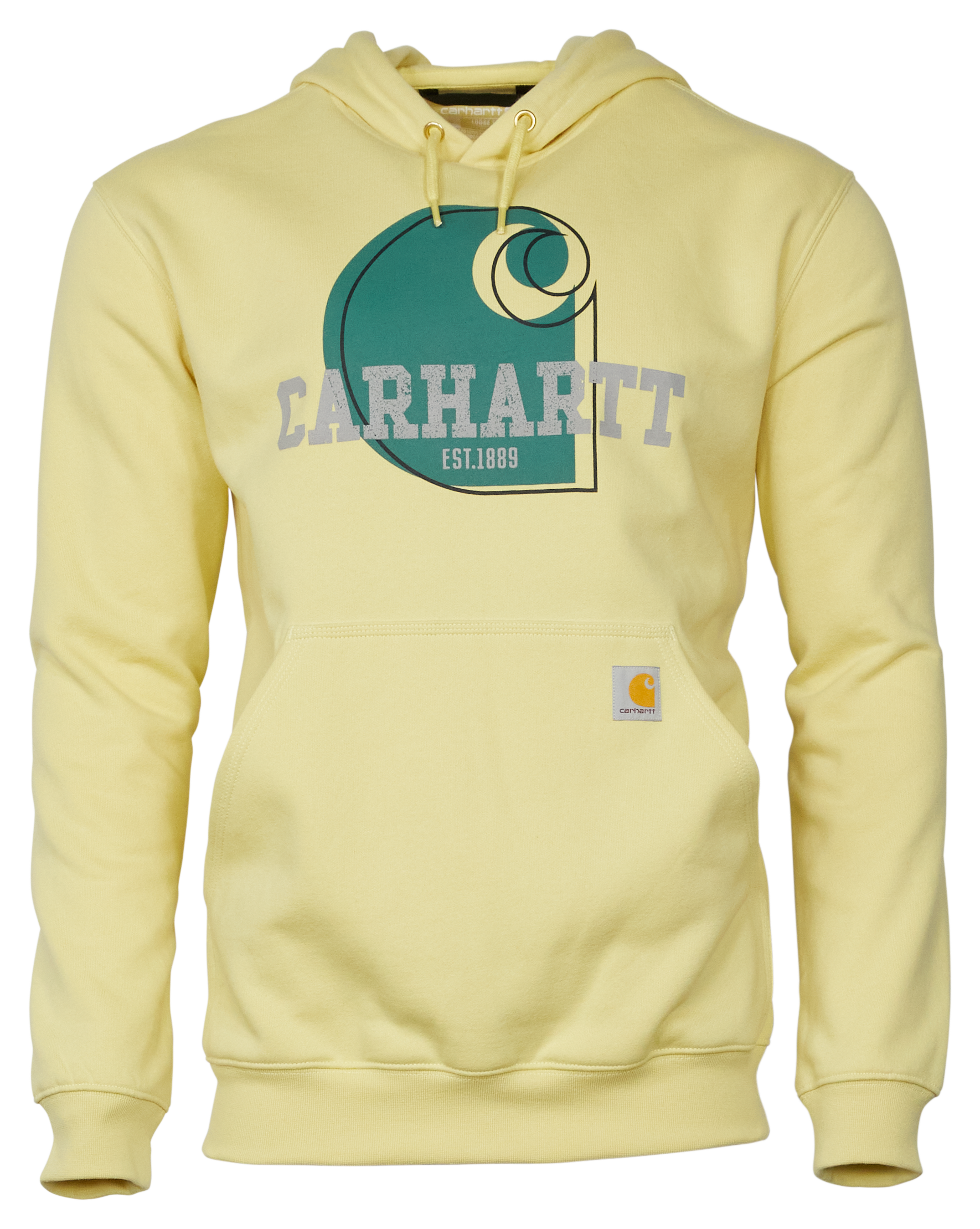 Image of Carhartt Loose-Fit Midweight Logo Graphic Long-Sleeve Hoodie for Men - Lemongrass - M