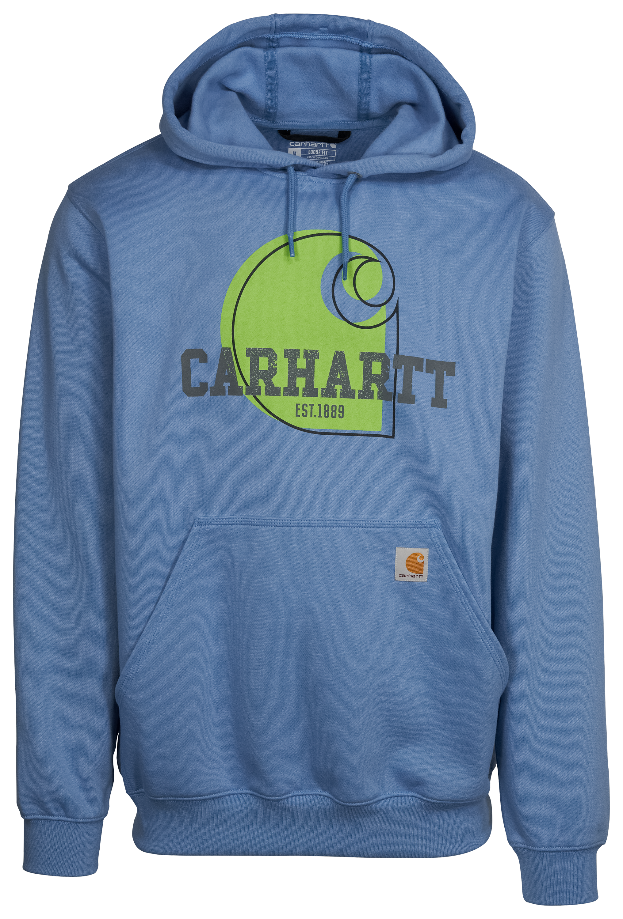 Image of Carhartt Loose-Fit Midweight Logo Graphic Long-Sleeve Hoodie for Men - Skystone - M