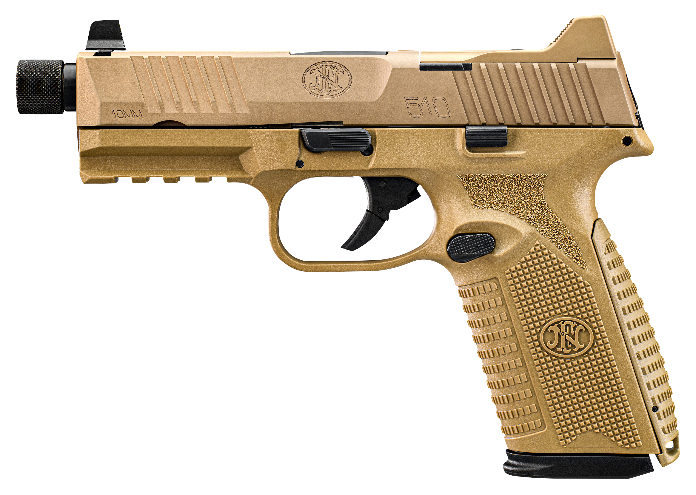FNH USA 510 Tactical SemiAuto Pistol  10mm  FDE  22  1 Round Capacity