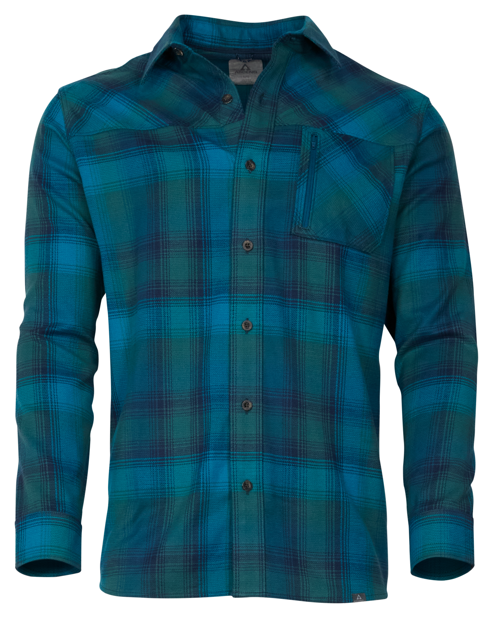 Ascend Finn Flannel Long-Sleeve Shirt for Men - Blue Lagoon Treeline - L