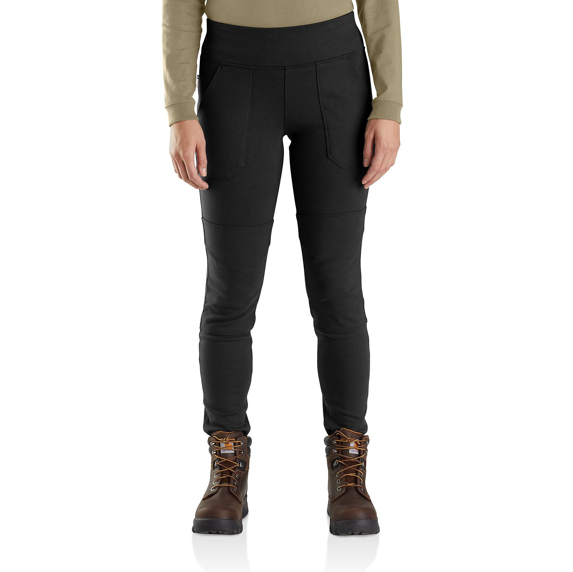 Image of Carhartt Flame-Resistant Force Fitted Midweight Utility Leggings for Ladies - Black - XS - Regular