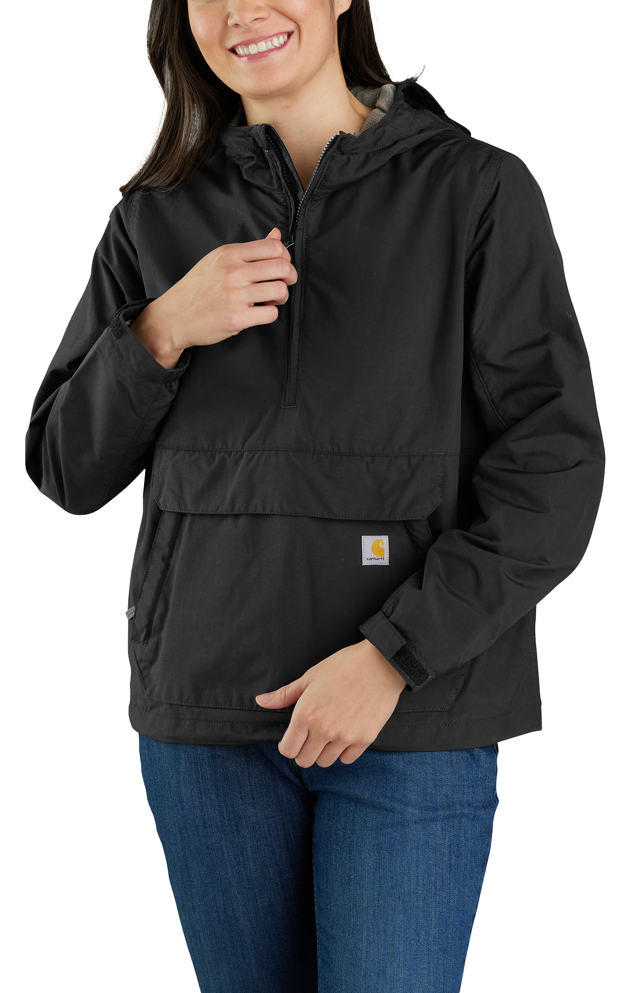 Image of Carhartt Rain Defender Loose-Fit Lightweight Packable Anorak for Ladies - Black - L