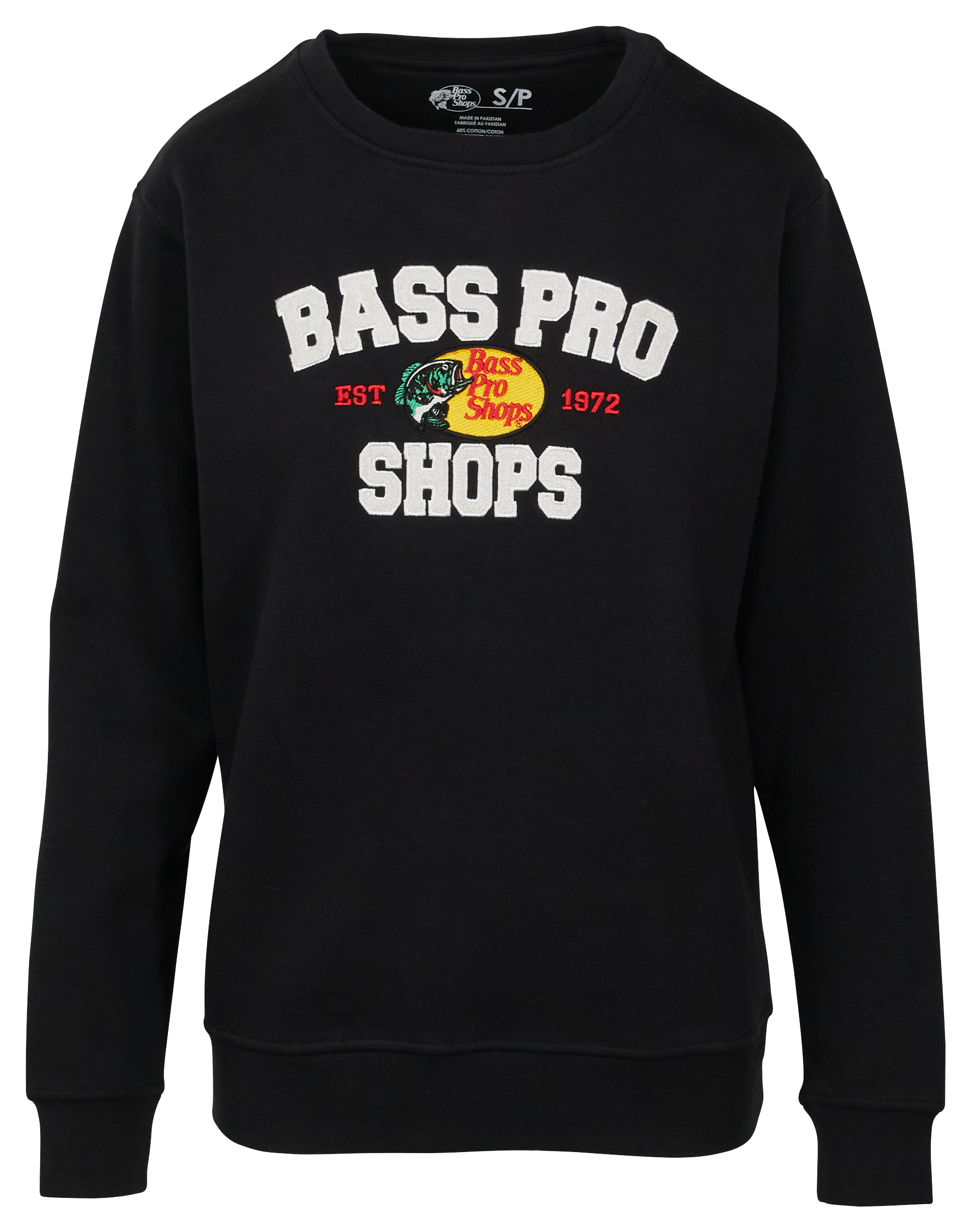 Bass Pro Shops Logo Crew-Neck Long-Sleeve Sweatshirt for Ladies - Onyx - S