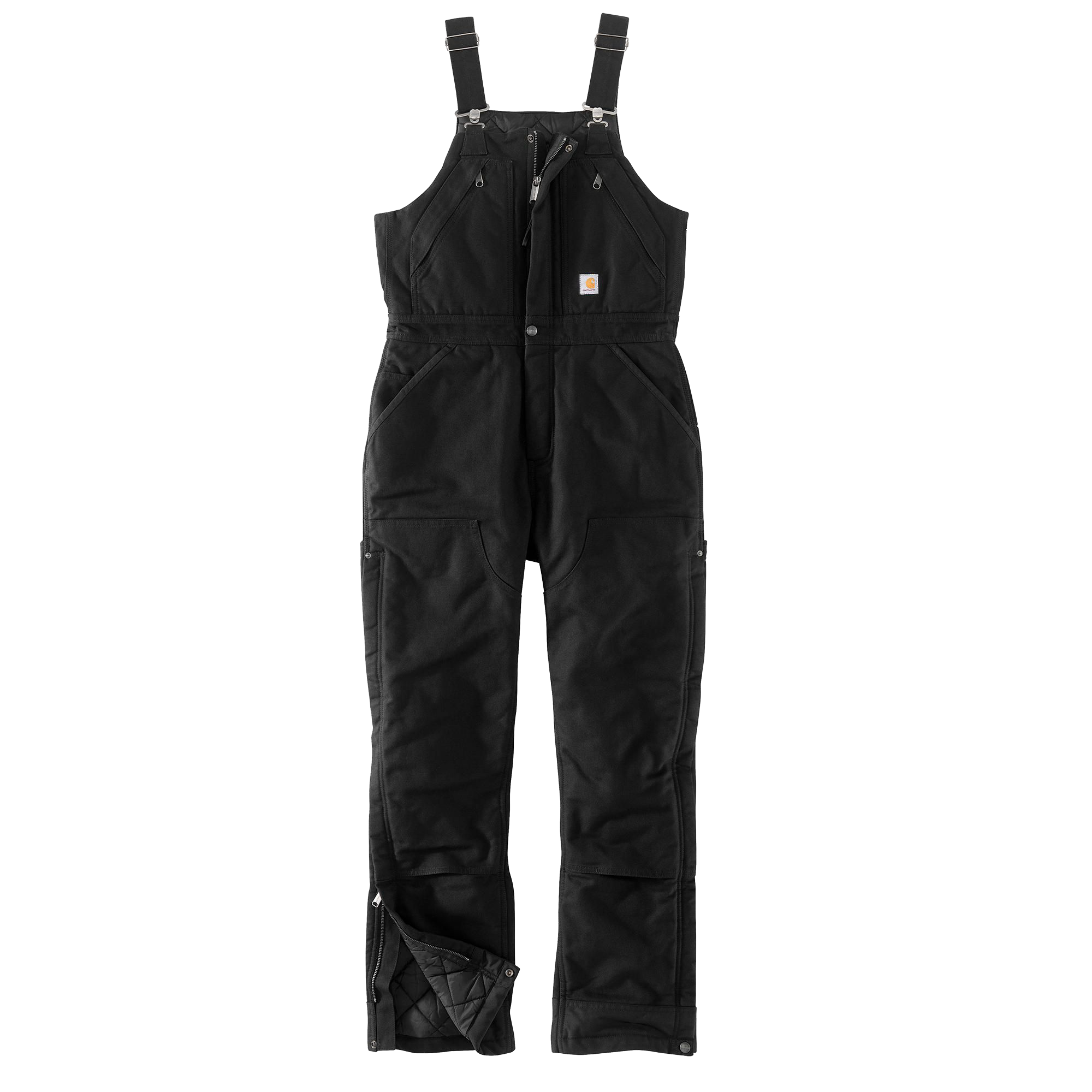 Image of Carhartt Loose-Fit Washed Duck Insulated Biberall Coveralls for Ladies - Black - XS - Regular