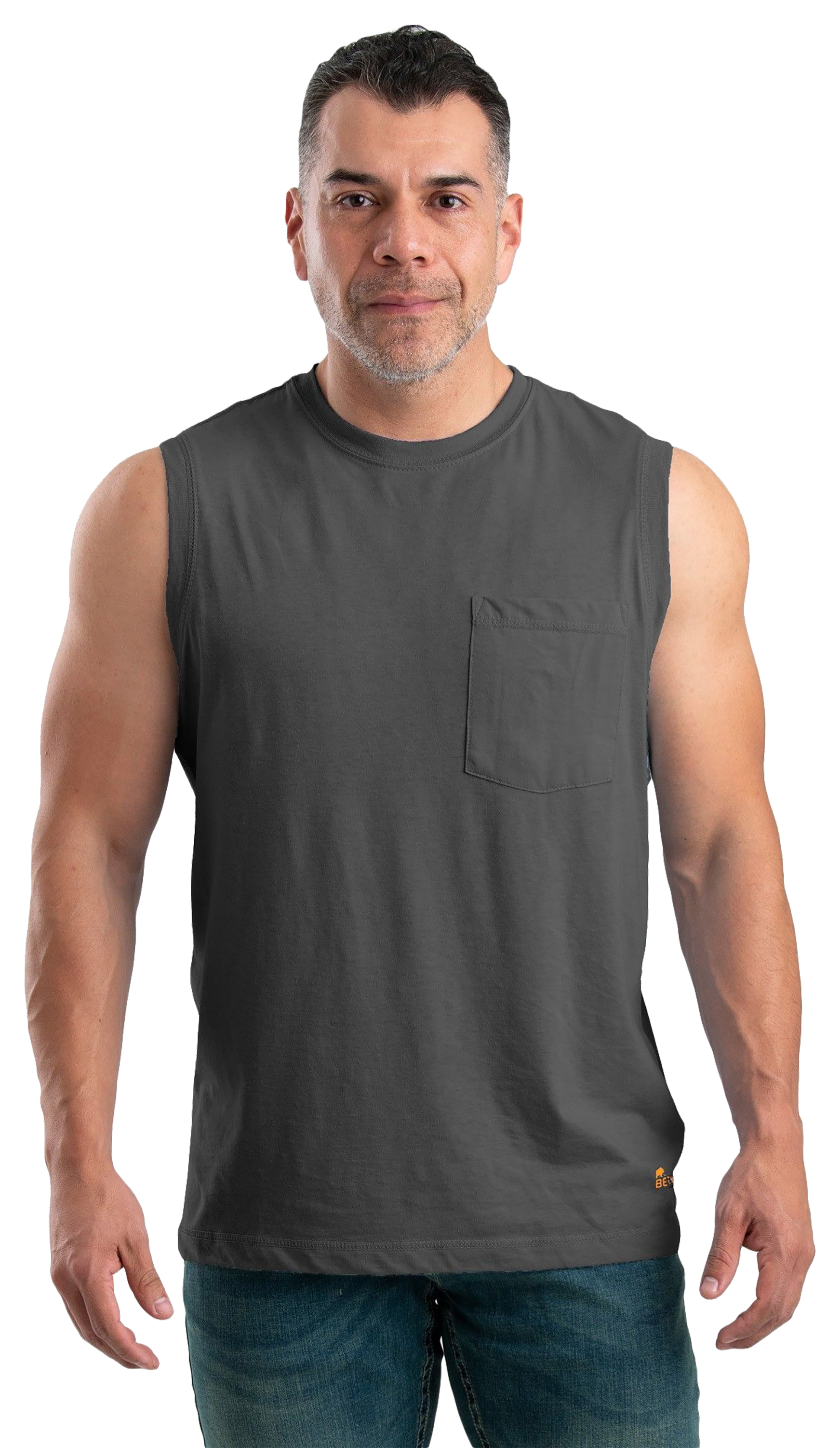 Image of Berne Performance Sleeveless Pocket T-Shirt for Men - Slate