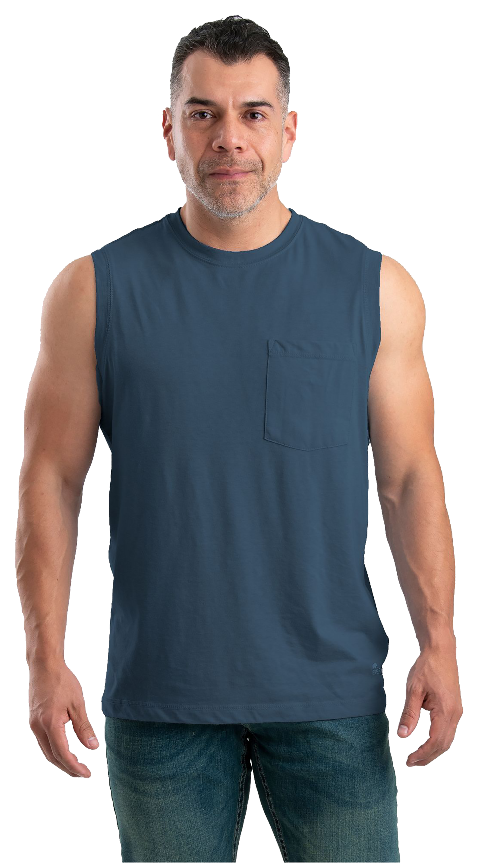 Image of Berne Performance Sleeveless Pocket T-Shirt for Men - Space Blue