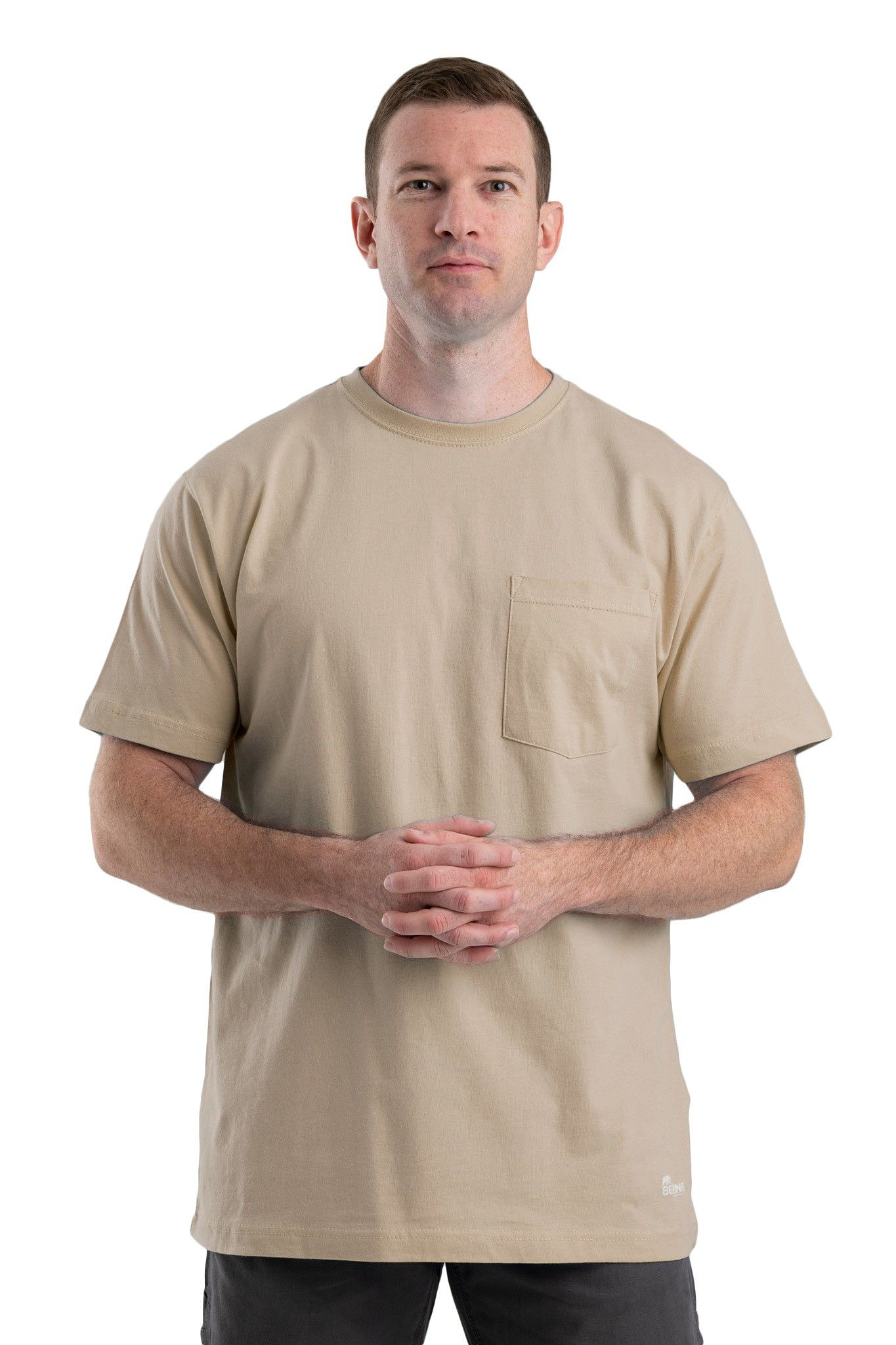 Image of Berne Heavyweight Short-Sleeve Pocket T-Shirt for Men - Desert