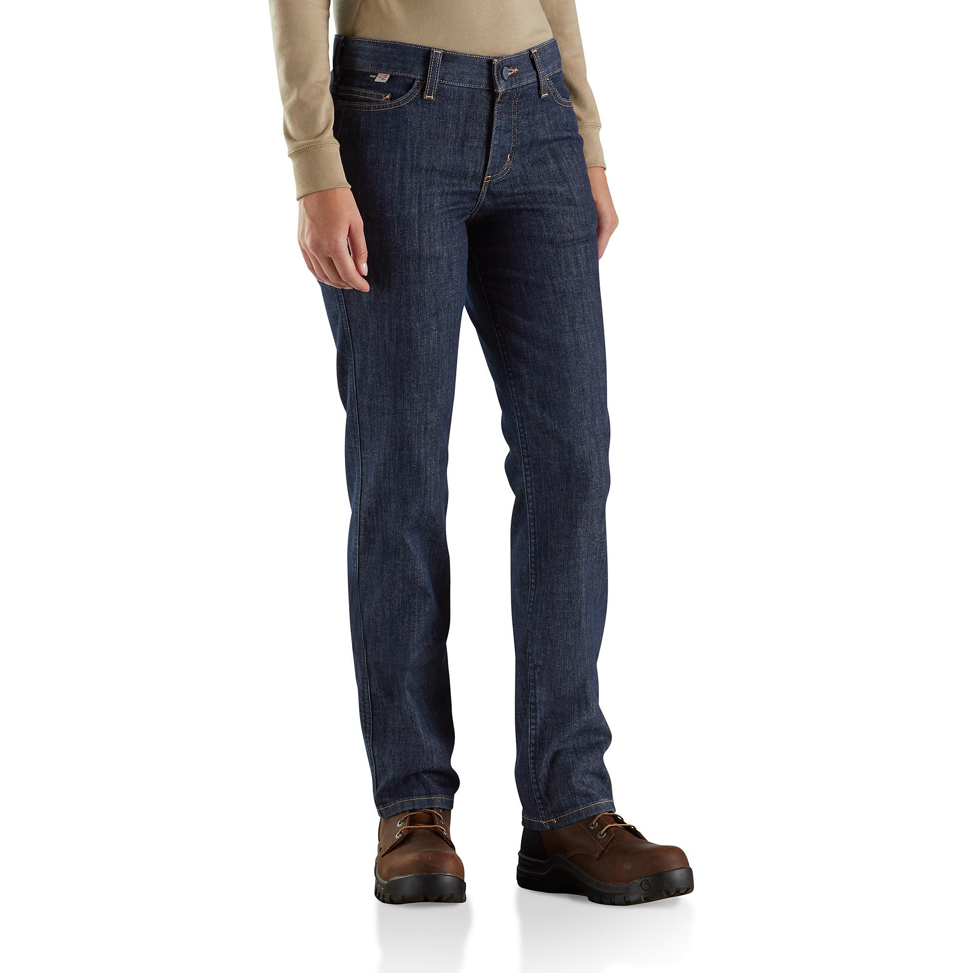 Carhartt Flame-Resistant Rugged Flex Loose-Fit Jeans for Ladies - Premium Dark - 6 - Short