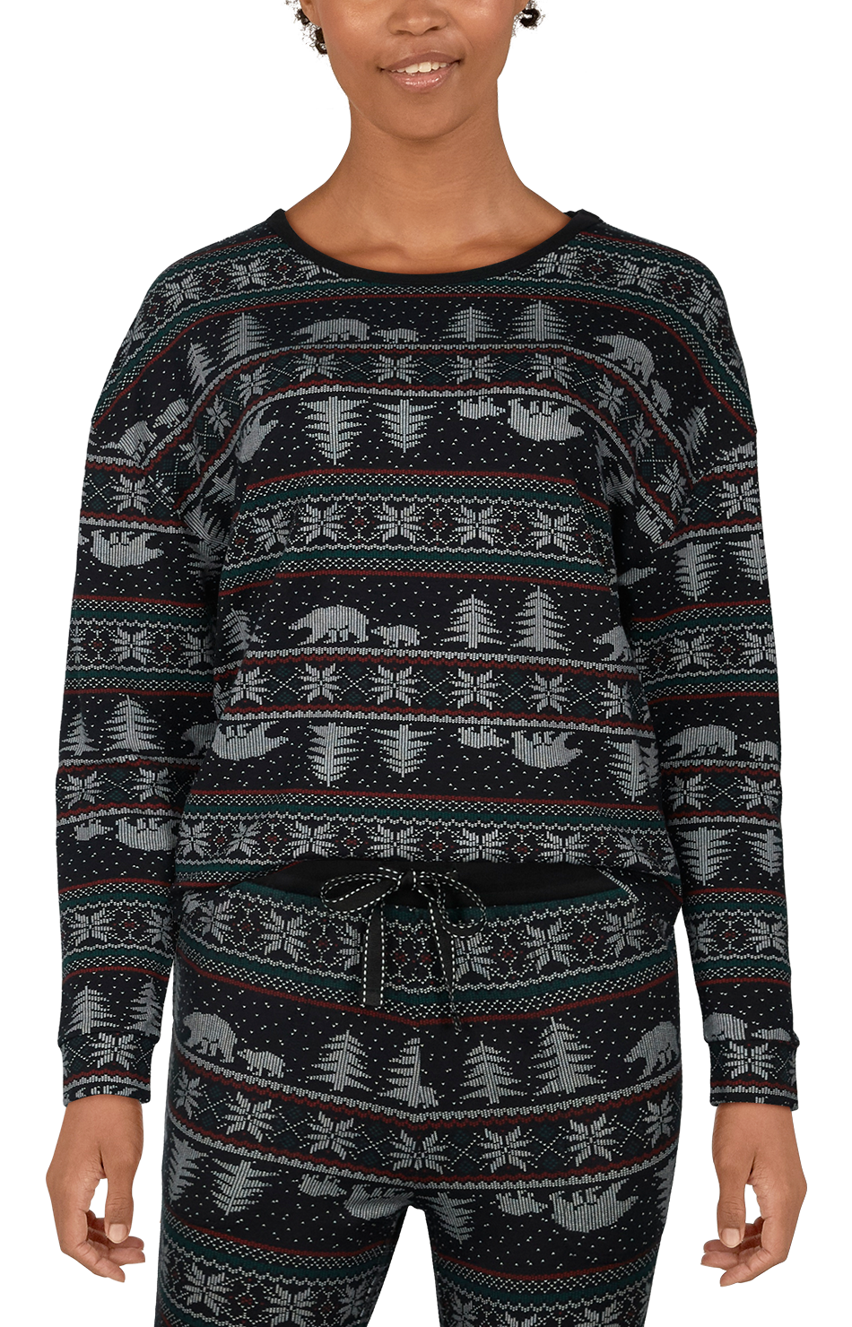 NATURAL REFLECTIONS Fair Isle Sleep Long-Sleeve Top for Ladies