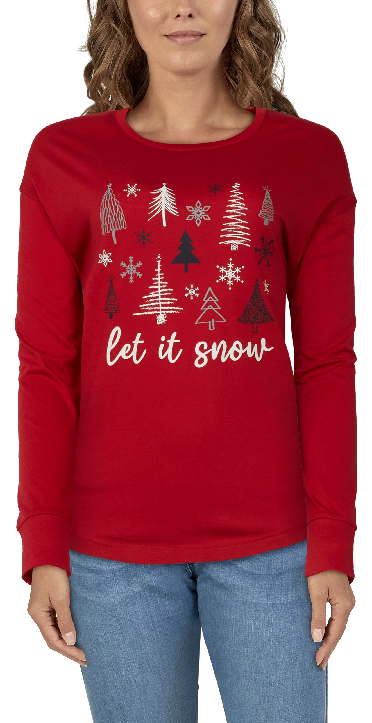 NATURAL REFLECTIONS Let It Snow Long-Sleeve Tee for Ladies