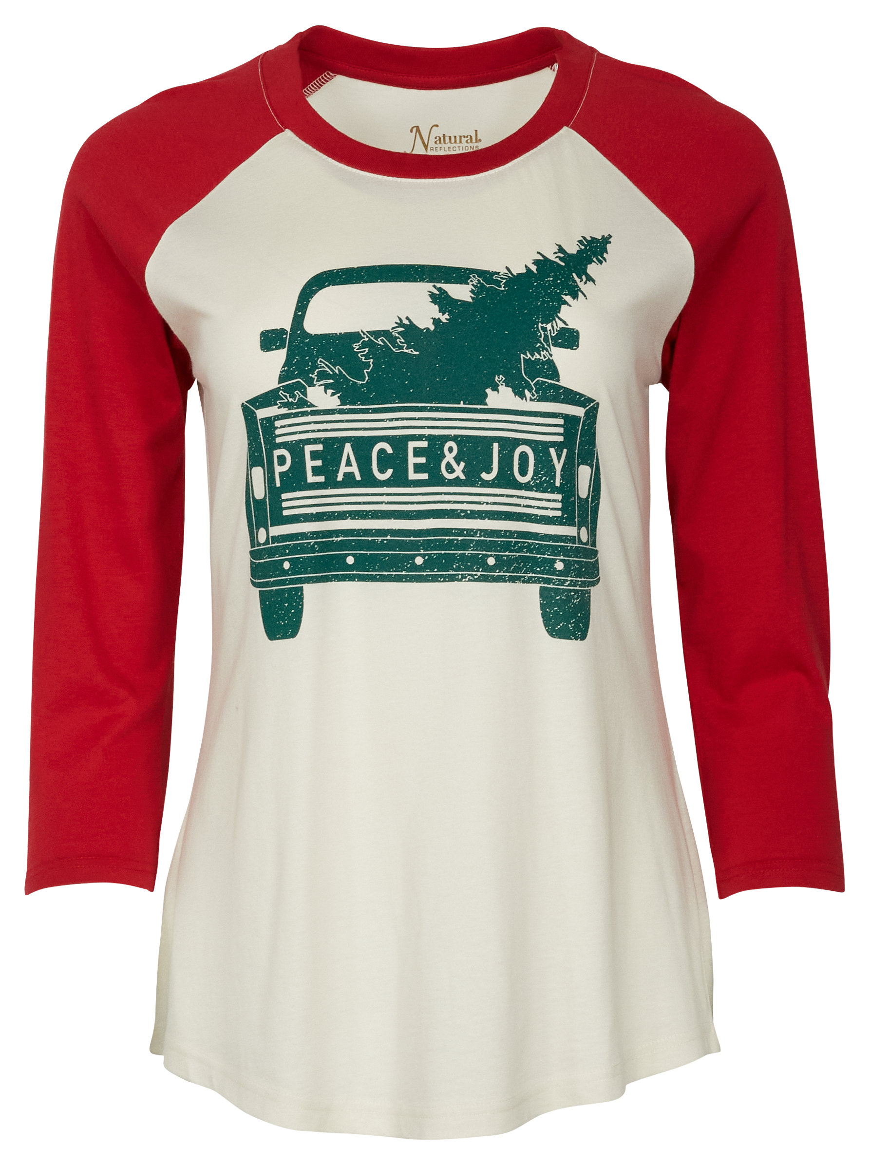 Image of Natural Reflections Truck Graphic Raglan Three-Quarter-Sleeve Baseball T-Shirt - Egret