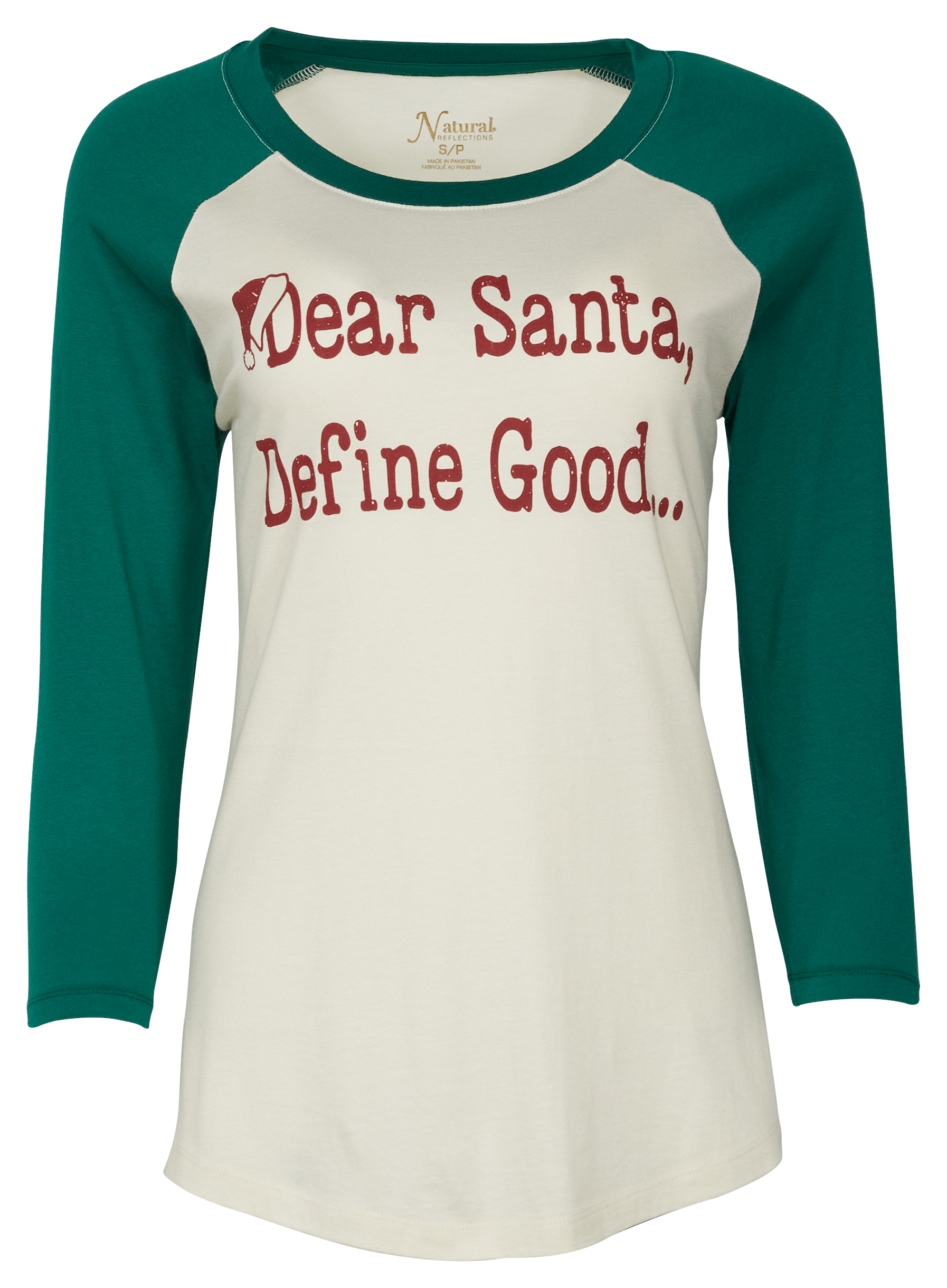 Image of Natural Reflections Dear Santa Long-Sleeve Raglan T-Shirt - Evergreen