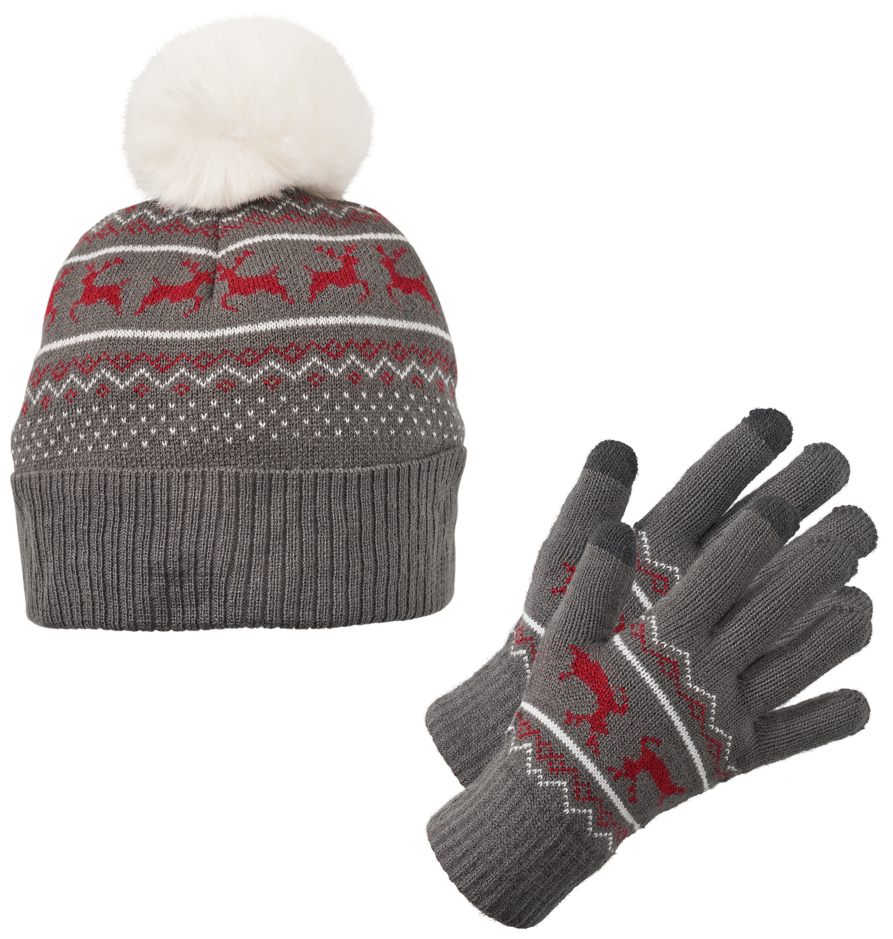 NATURAL REFLECTIONS Fleece-Lined Beanie and Glove Set for Ladies