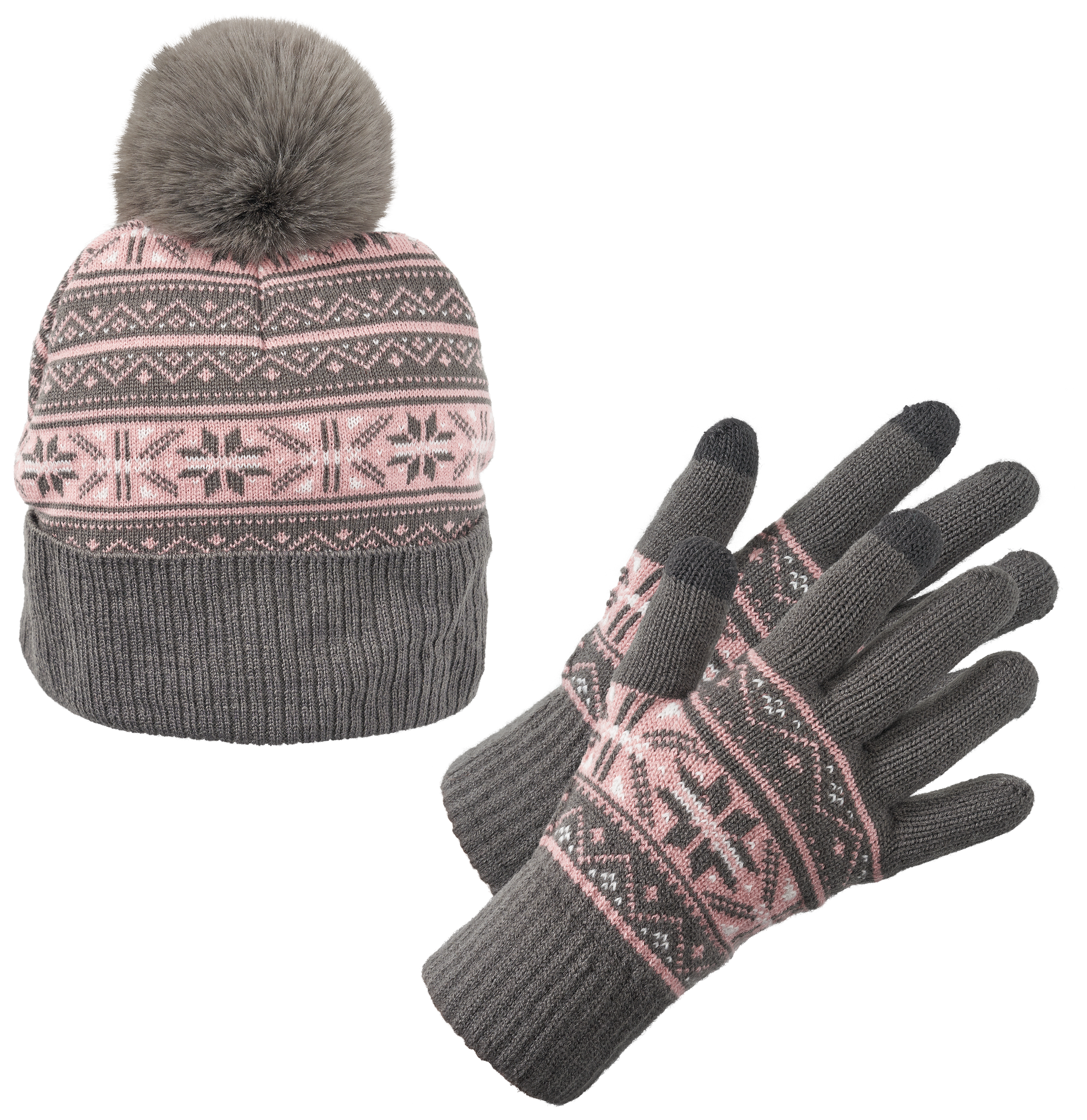 Image of Natural Reflections Fleece-Lined Beanie and Glove Set - Snowflake