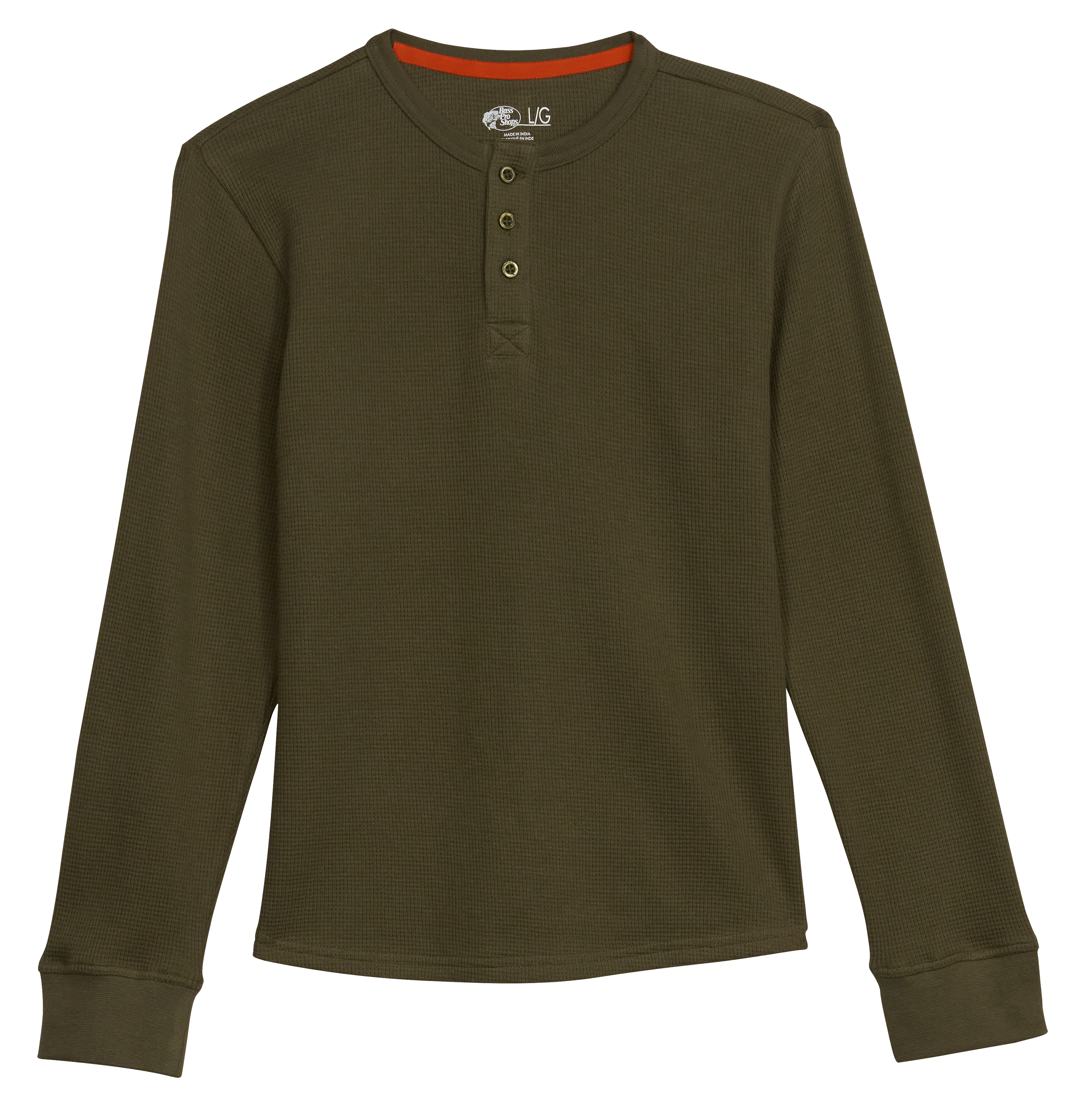 Image of Bass Pro Shops Thermal Long-Sleeve Henley for Kids - Burnt Olive - S