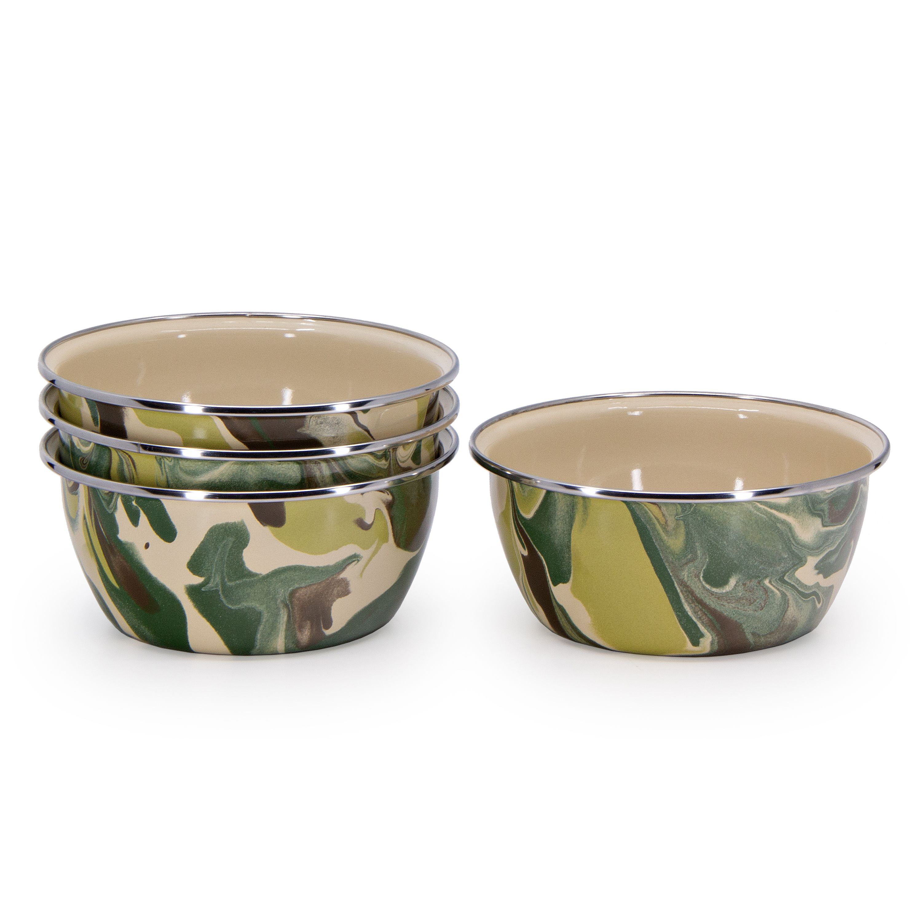 Image of Golden Rabbit Camouflage Enamelware Salad Bowl 4-Piece Set