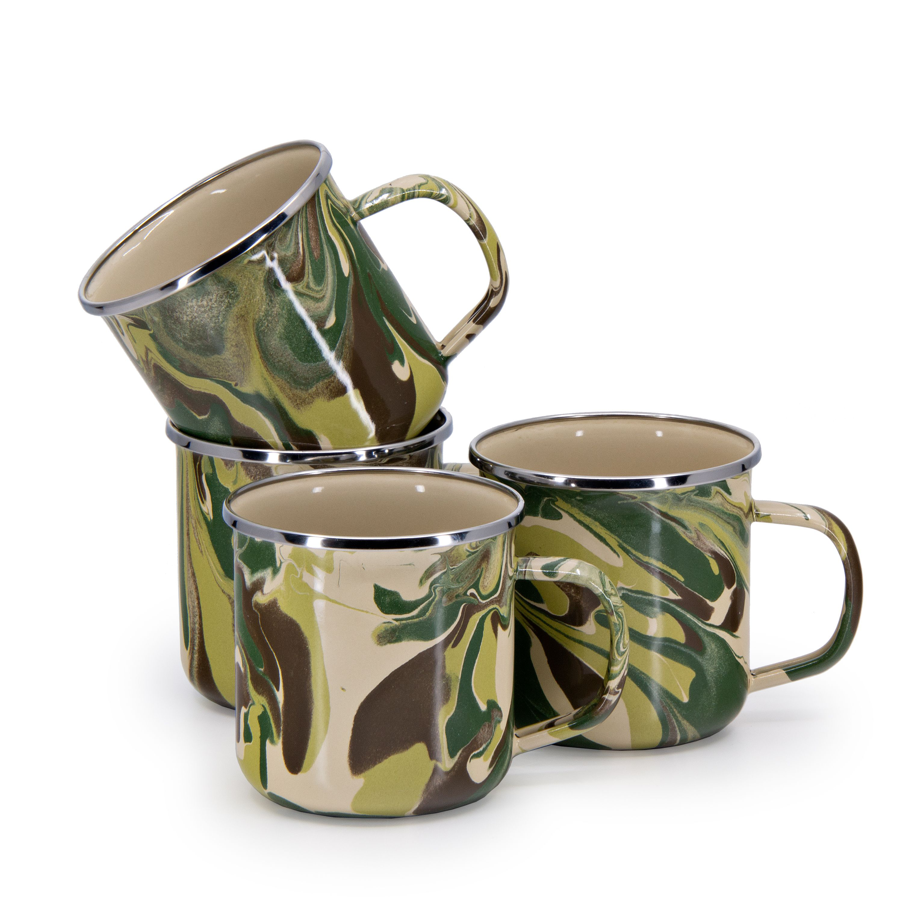 Golden Rabbit Camouflage Enamelware Adult Mugs 4-Pack