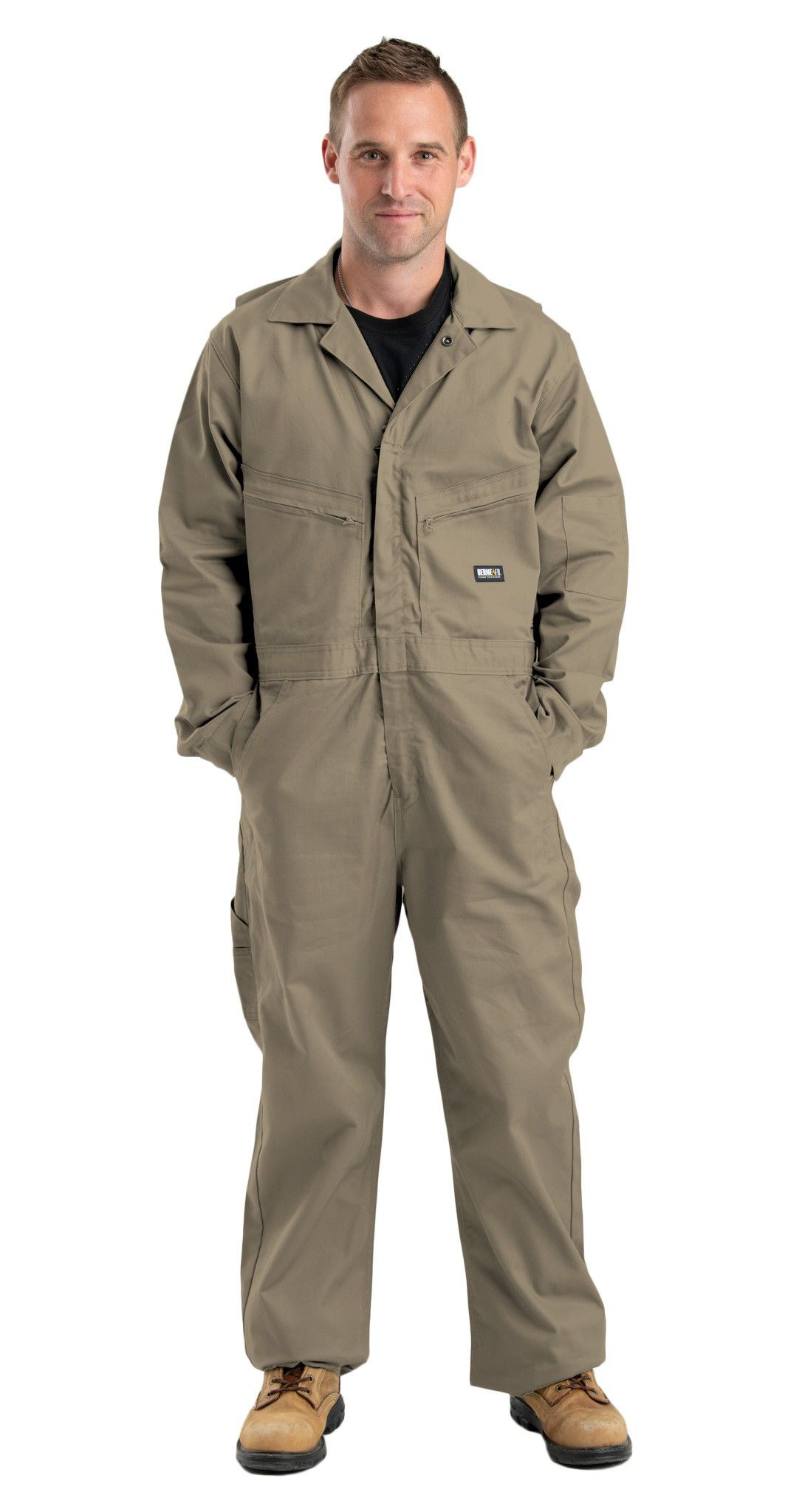 Berne Flame-Resistant Unlined Coveralls for Men - Khaki - 50 - Extra Tall