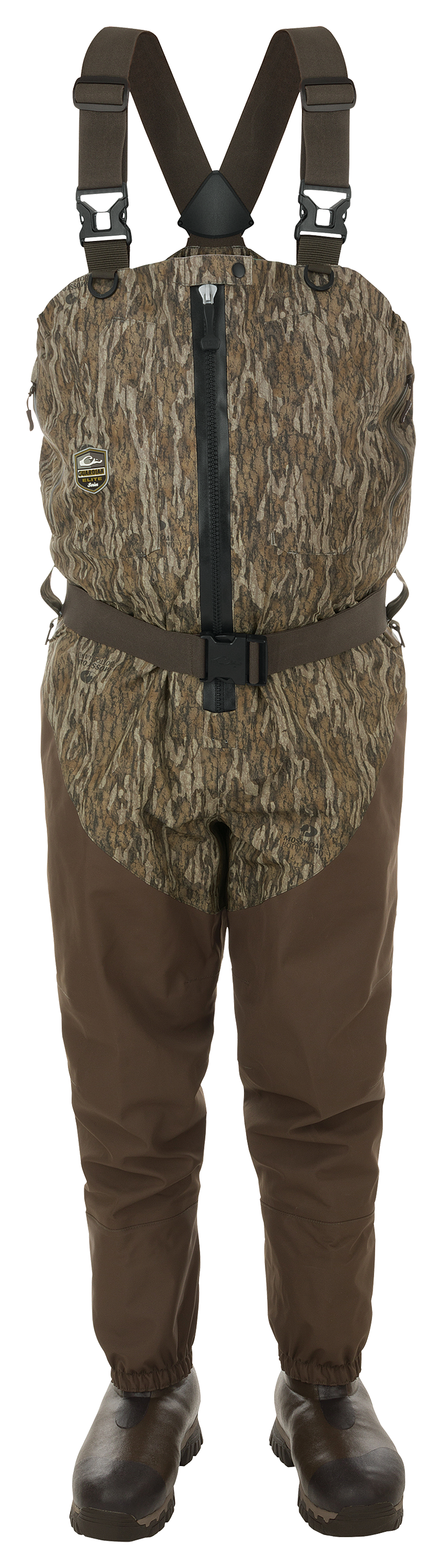 Drake Waterfowl Systems Guardian Elite Front Zip Breathable Insulated Chest Waders for Men - Mossy Oak Bottomland - 11/X Large